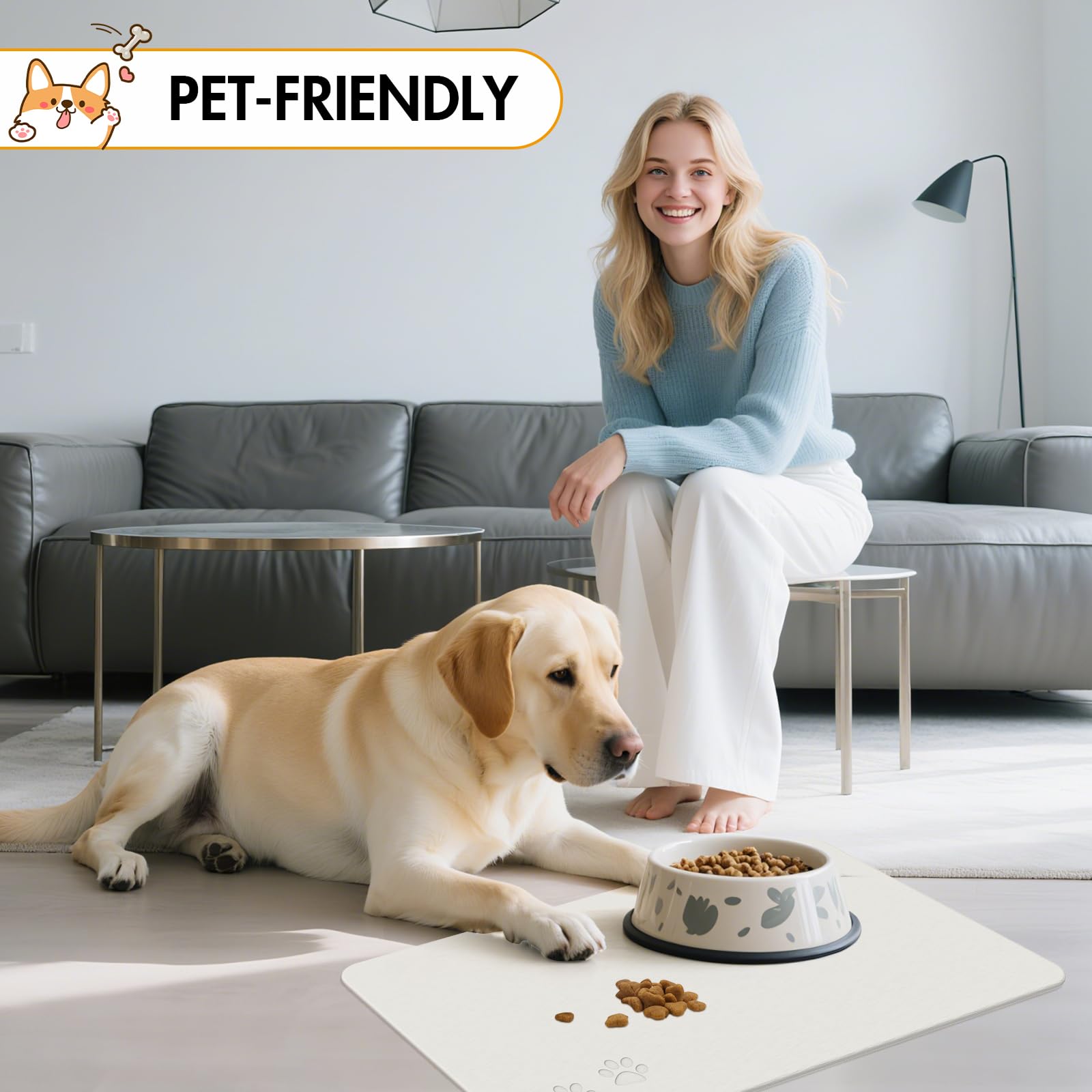 NAVKONY diatomite stone pet feeding mat 24x16 inches fits kitchens.