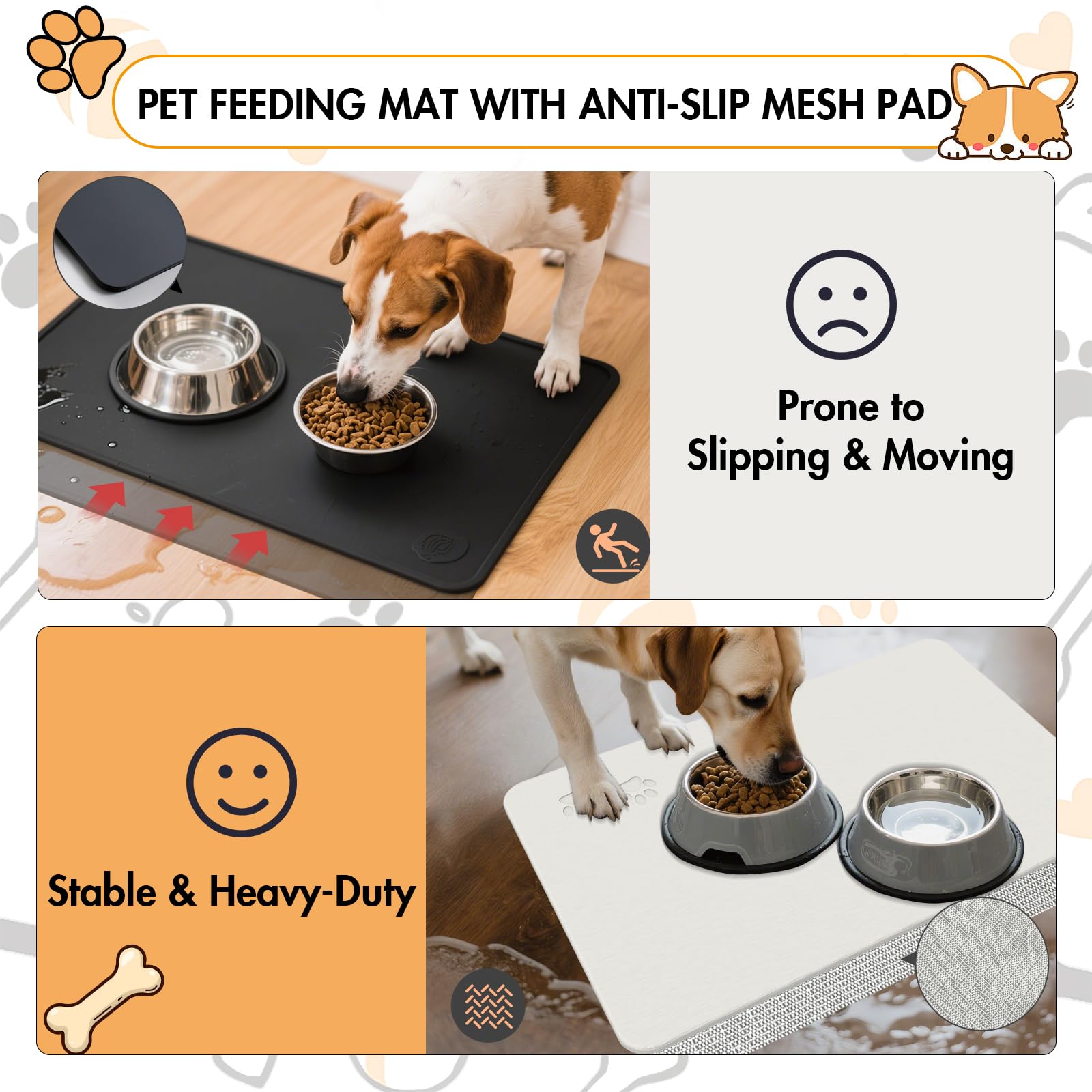 NAVKONY diatomite stone pet feeding mat multi-use design suits feeding and bath areas.
