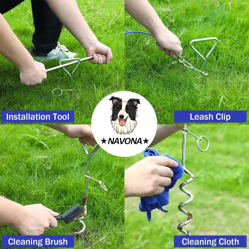 Navona 23ft dog tie-out cable with coating reduces pulling and tangling.