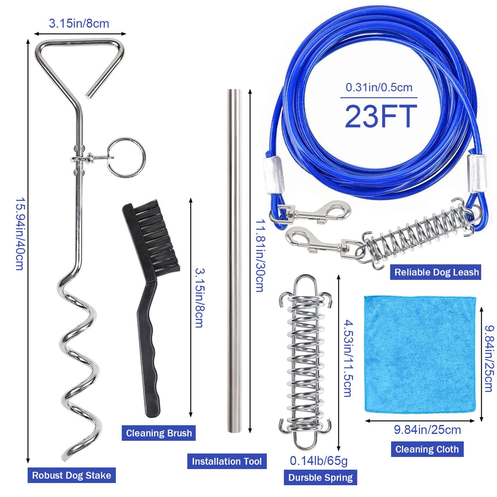 Navona steel stake with 360-degree swivel allows unrestricted dog movement.