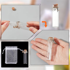 NBEADS pet ashes memorial bottle shown hanging with twine for display