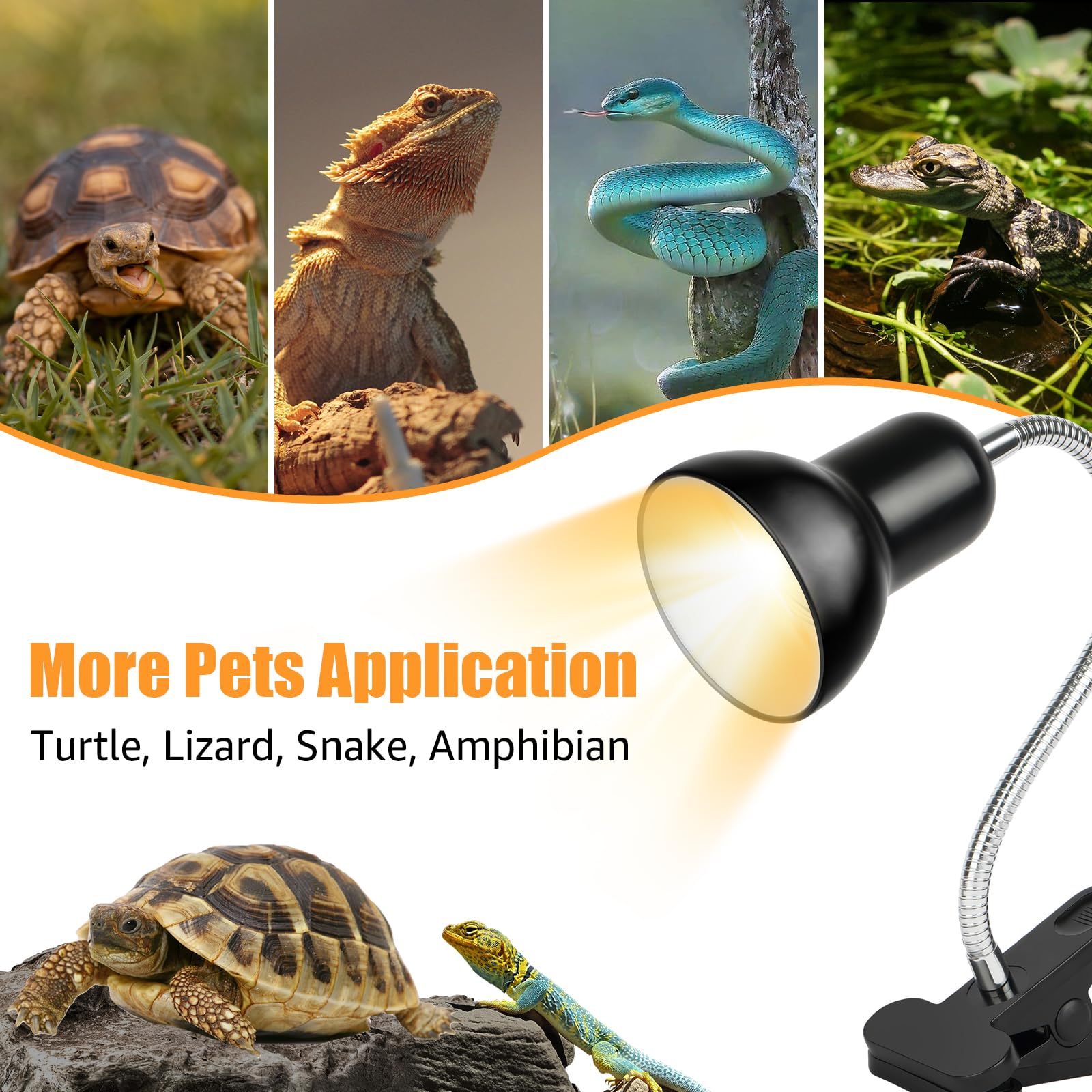 NBIIUYIGE reptile heat lamp adjustable stand enables precise basking zones for various species.
