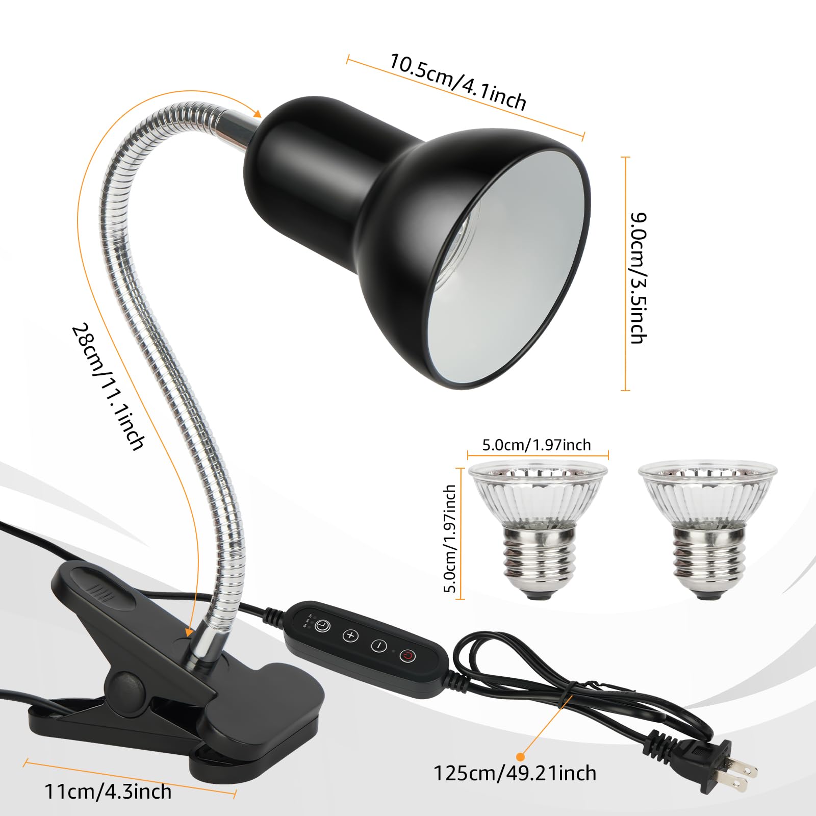 NBIIUYIGE reptile heat lamp e27 bulb compatibility simplifies bulb replacement and customization.