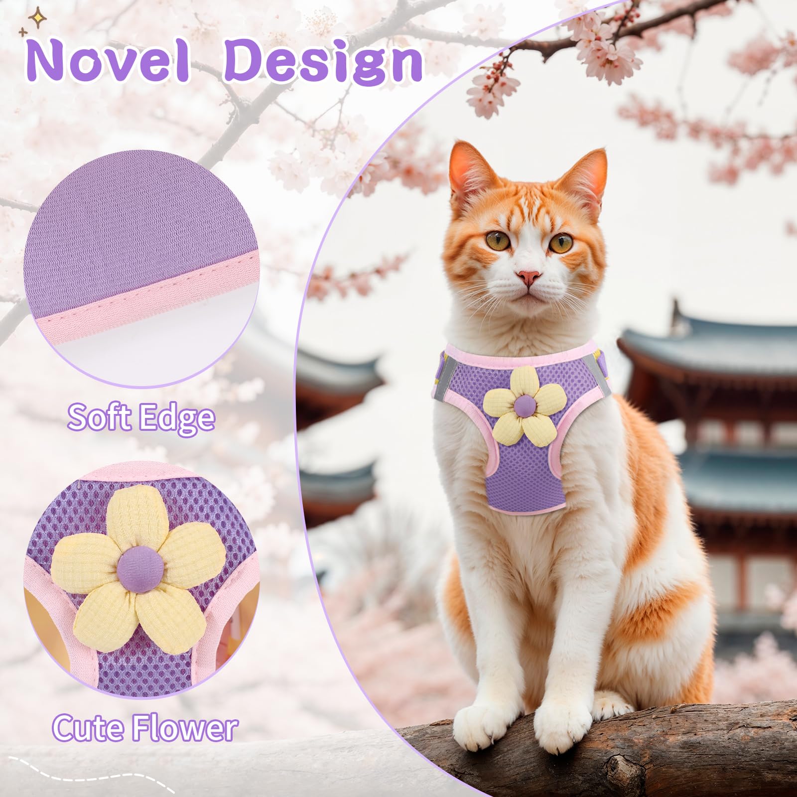 NCMAMA breathable mesh cat harness keeps cat comfortable during play