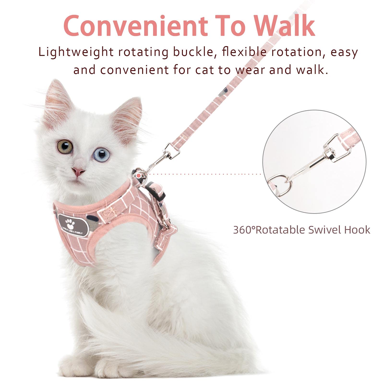 NCMAMA adjustable strap on pink-pattern vest harness highlights quick-fit feature