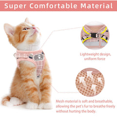 NCMAMA Cat & Dog Vest Harness pink pattern back view with reflective stripe
