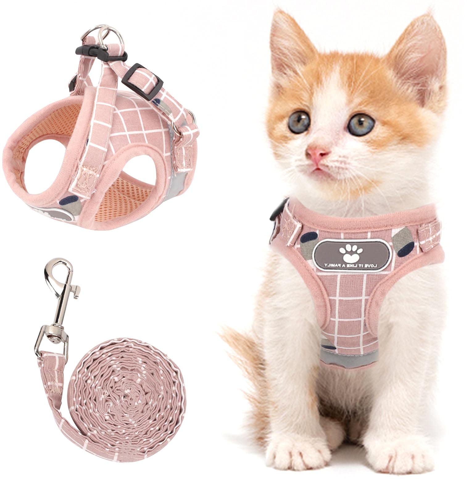 NCMAMA Cat & Dog Vest Harness pink pattern front view, safe for daytime walks