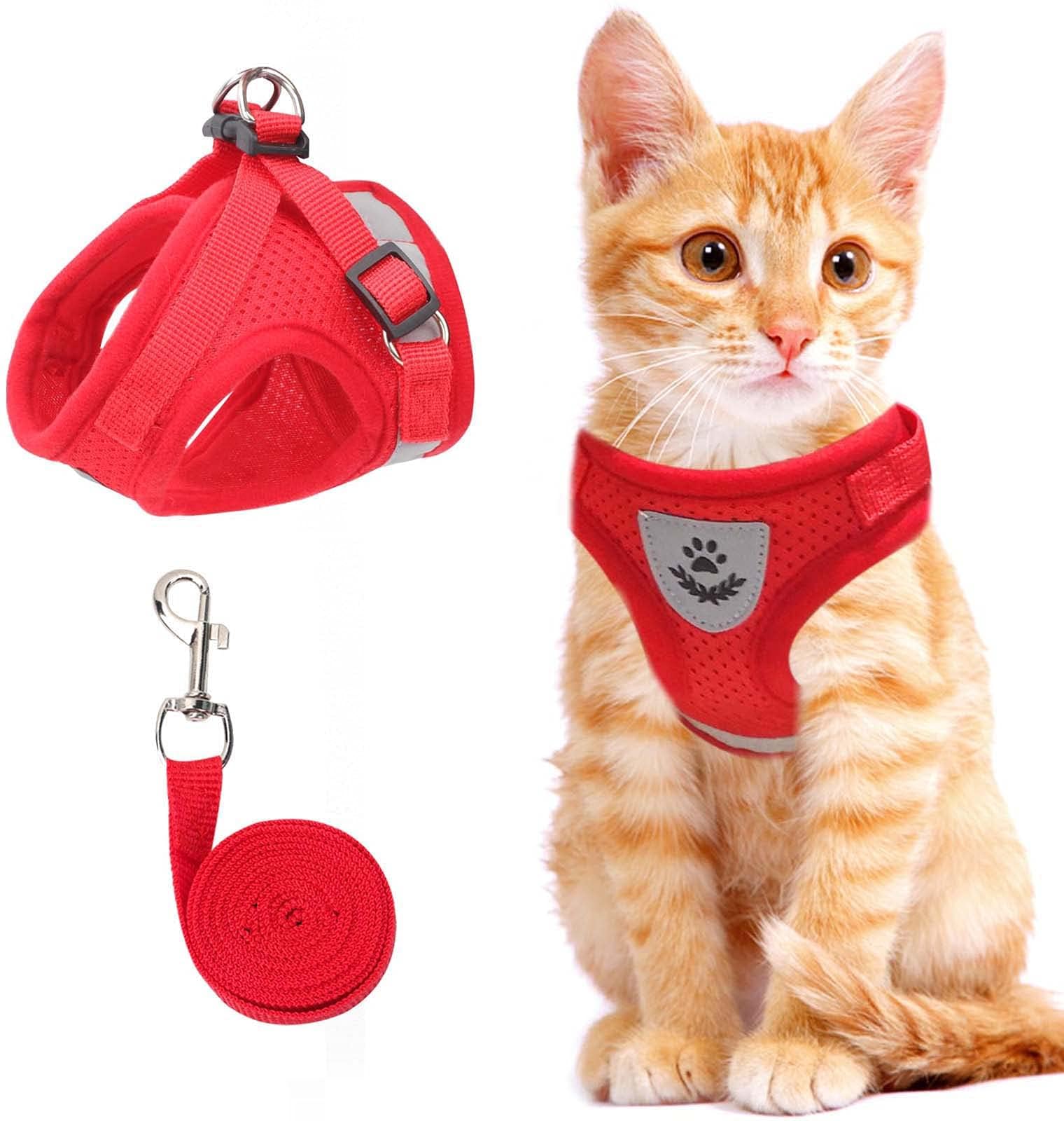 NCMAMA cat-dog-vest-harness red XS front view showing secure fit.