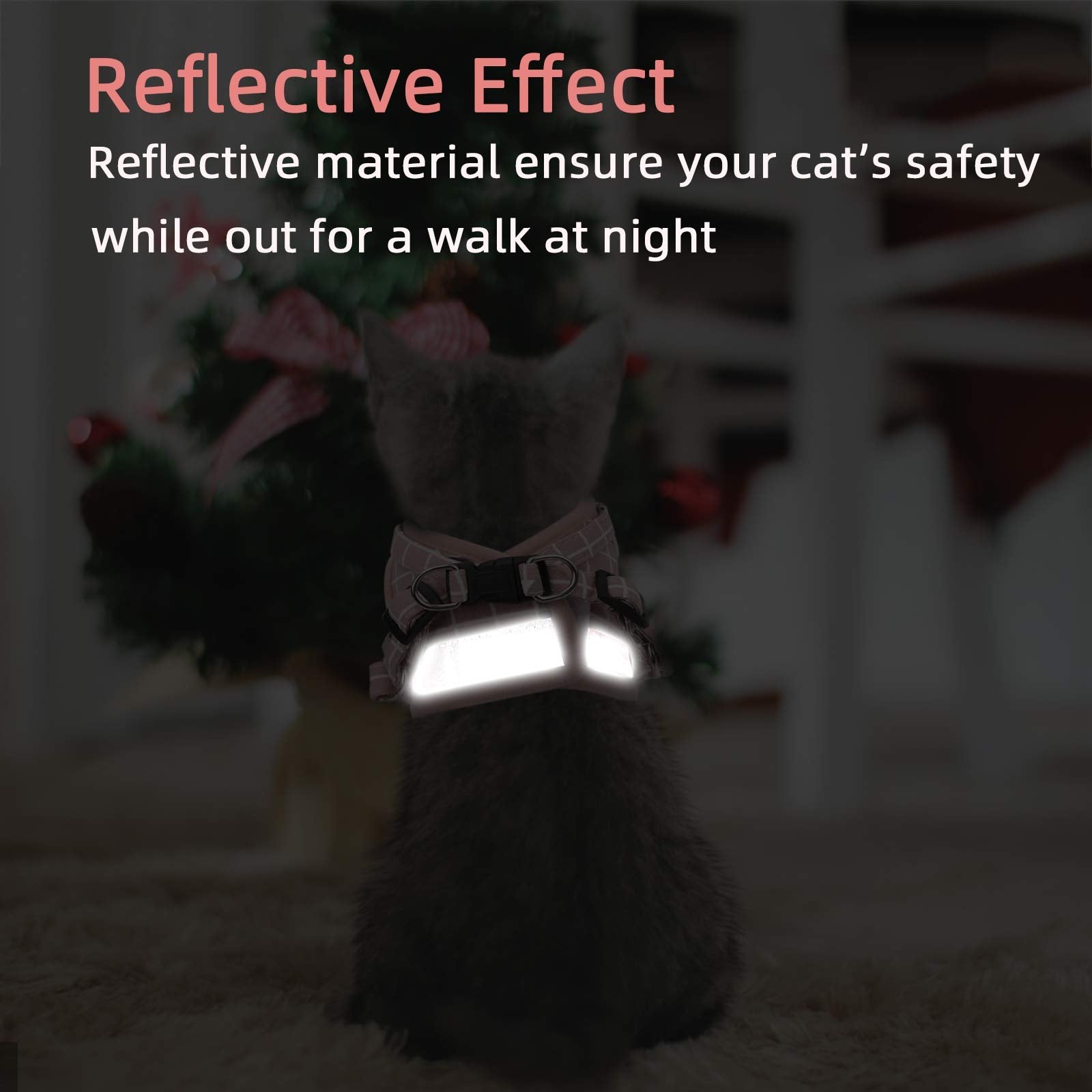 NCMAMA reflective stripe on pink-pattern harness for night visibility