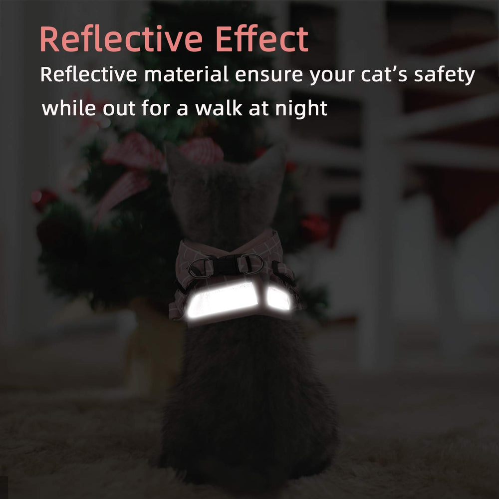 NCMAMA reflective stripe on pink-pattern harness for night visibility