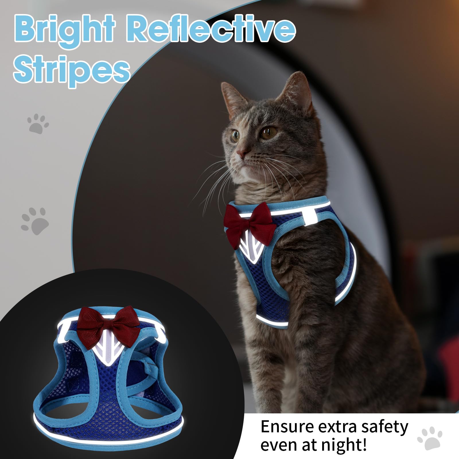 NCMAMA cat harness blue XS escape-proof 360 wrap for safe outings.