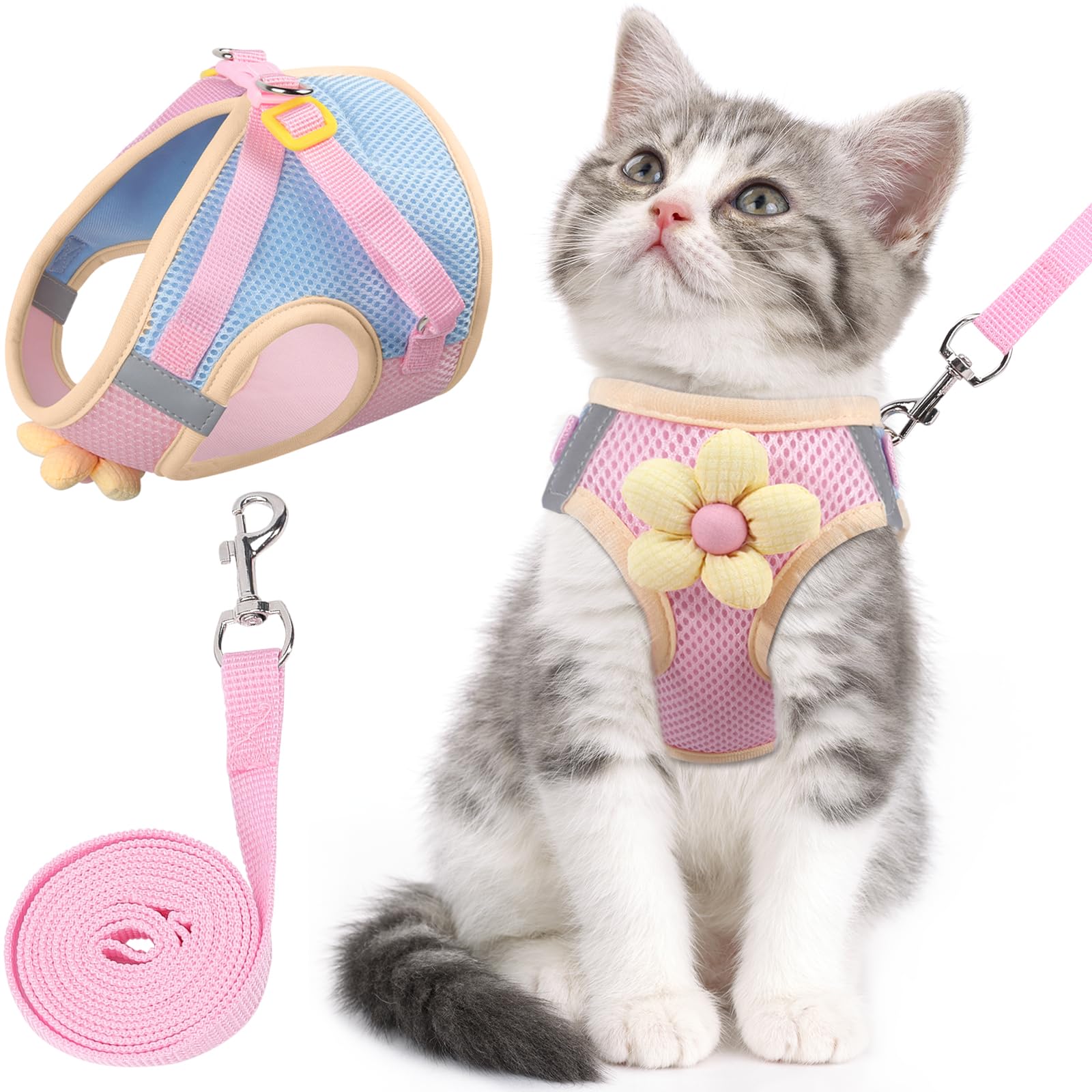 NCMAMA cat harness with flower design for cute street appeal during walks