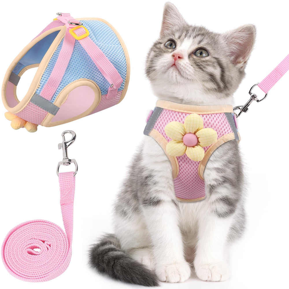 NCMAMA cat harness with flower design for cute street appeal during walks