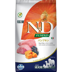 N&D Farmina Lamb & Blueberry Adult Mini kibble in bowl supports healthy digestion