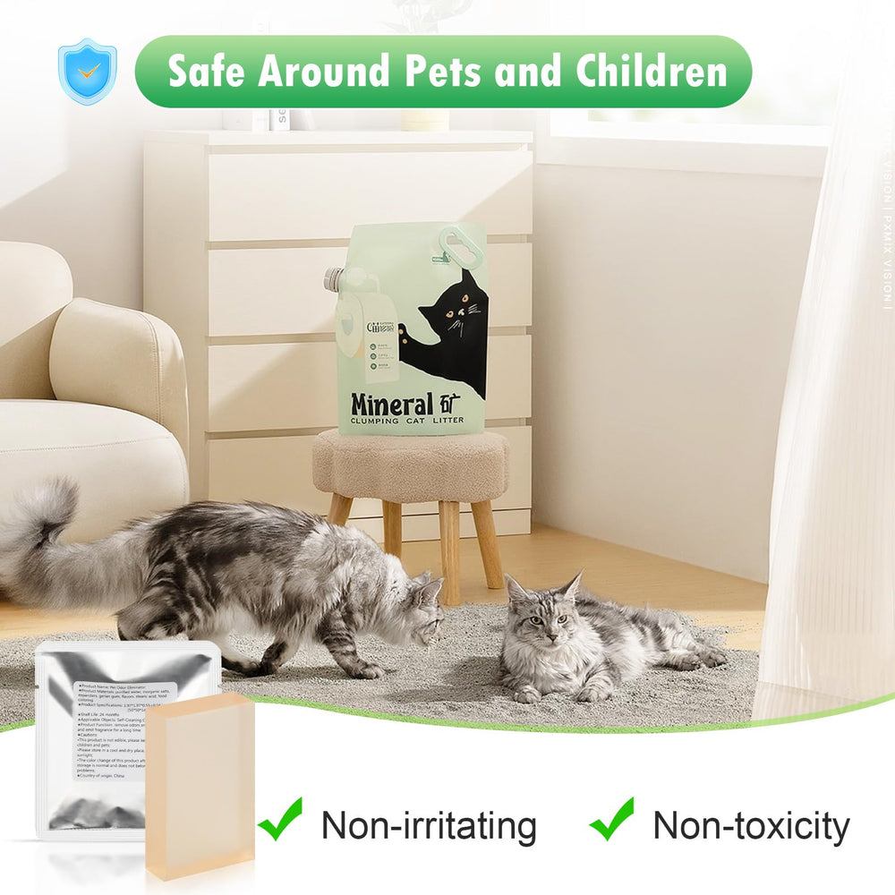 Ndoge cat litter box deodorizer closeup shows floral gel for freshness.