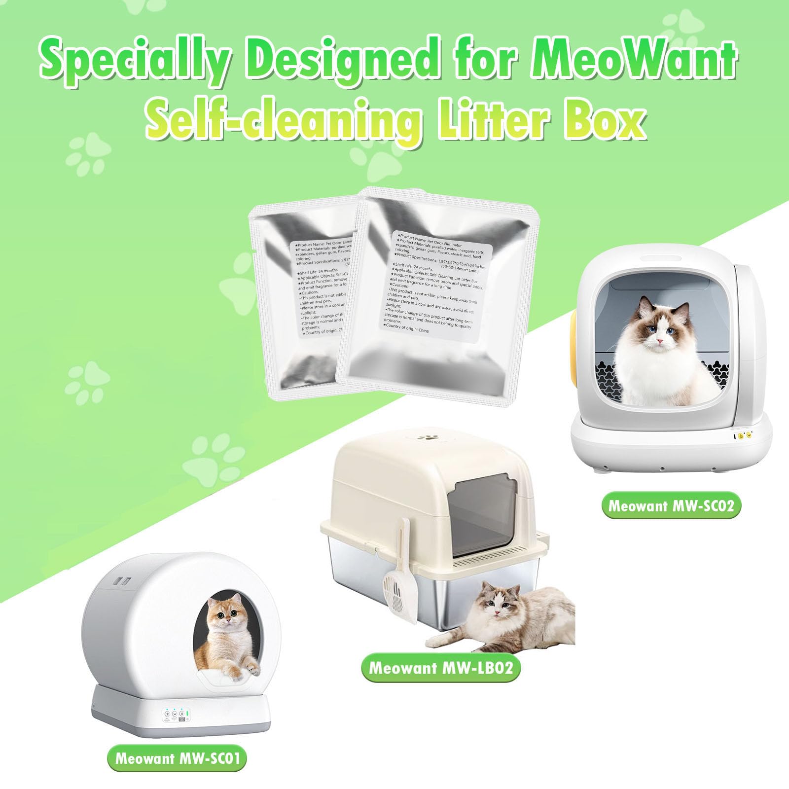 Ndoge Meowant self-cleaning litter box in use with odor-protective gel.