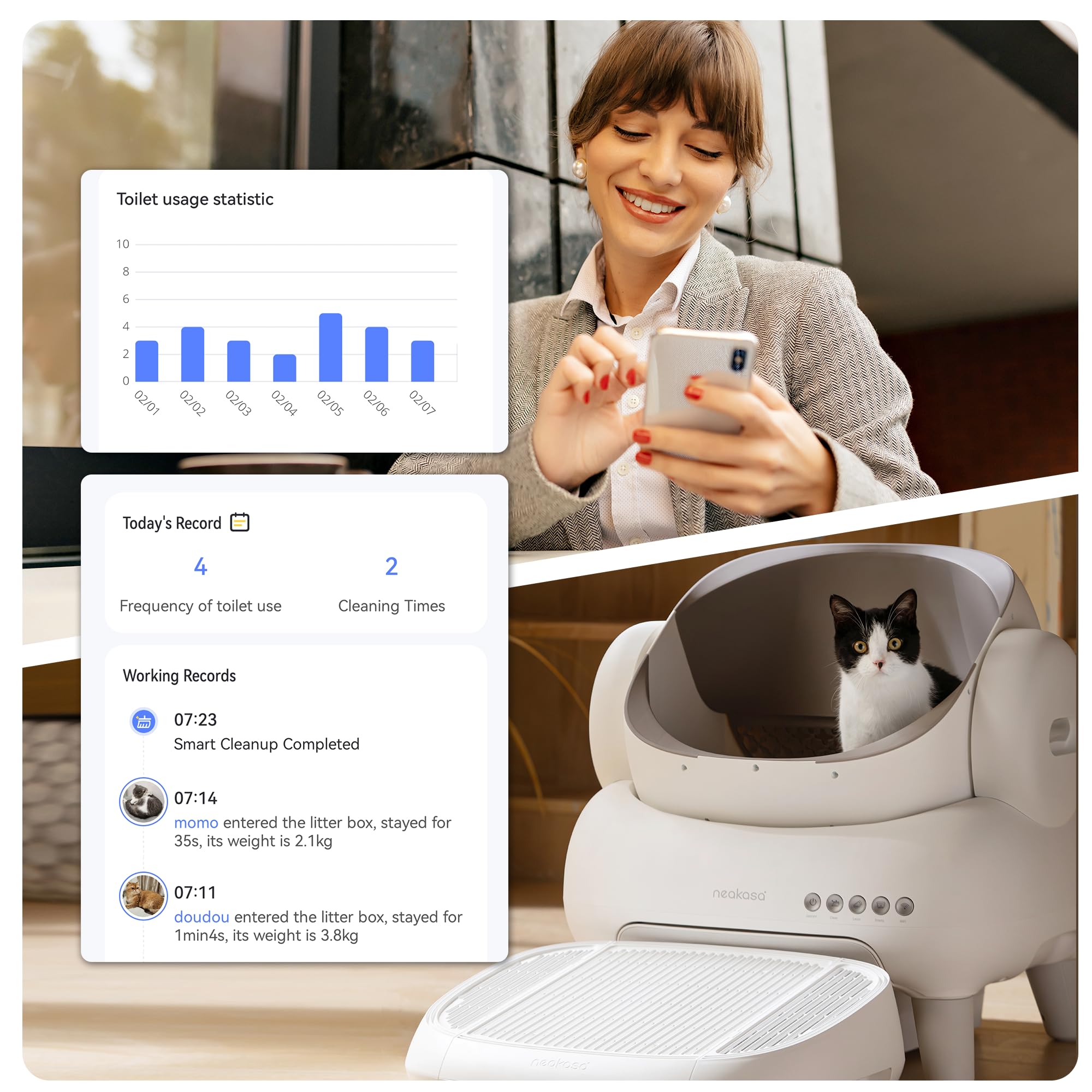 Neakasa M1 Lite app control lets you monitor up to three cats.