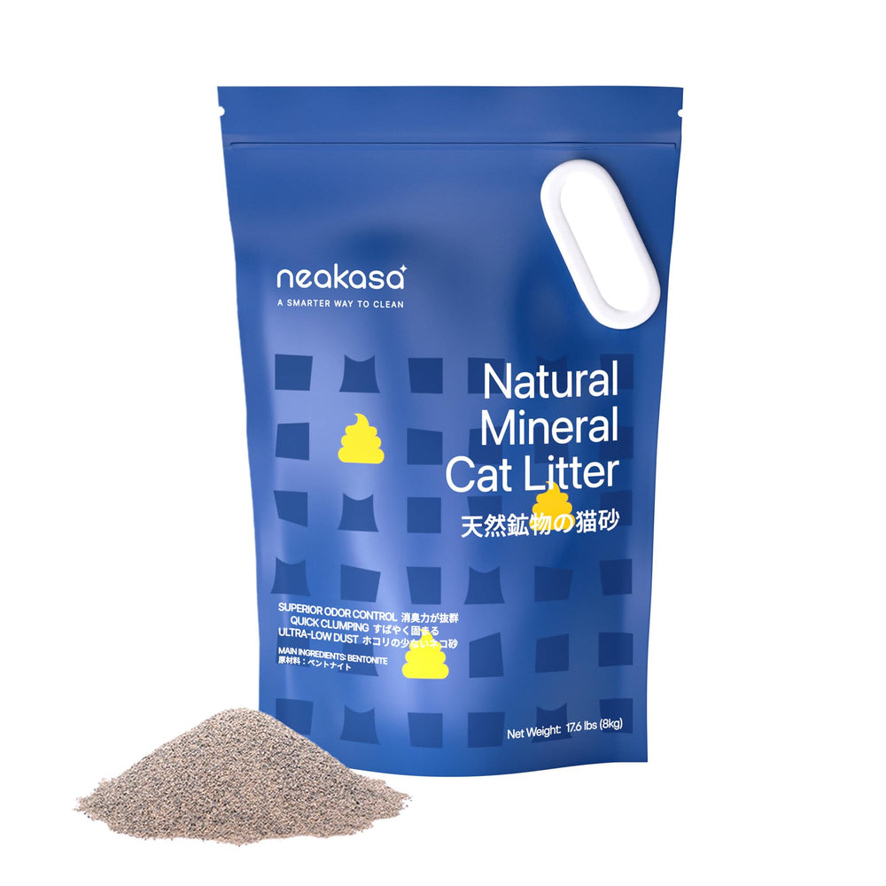 Neakasa Mineral Cat Litter package contents showing 8 kg ready to use