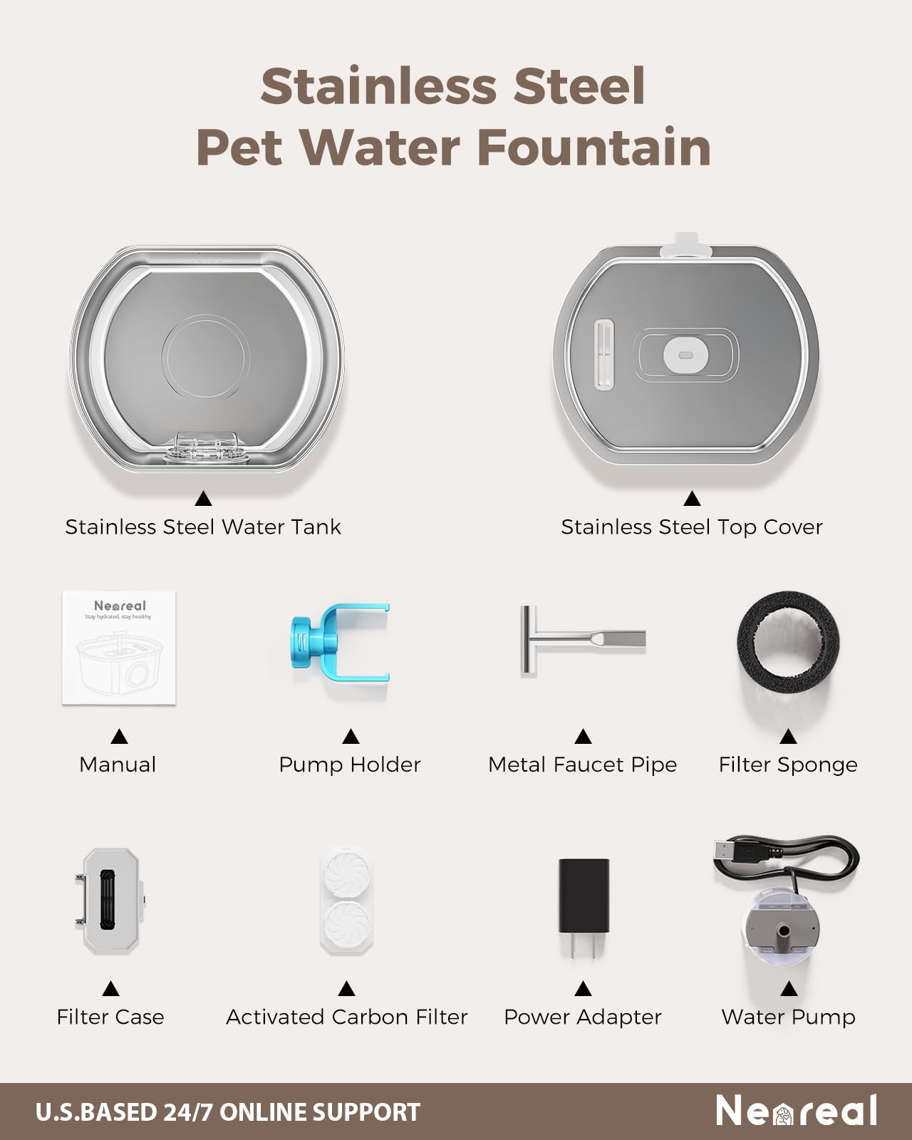 Neareal cat fountain integrated into a modern kitchen setup for indoor use