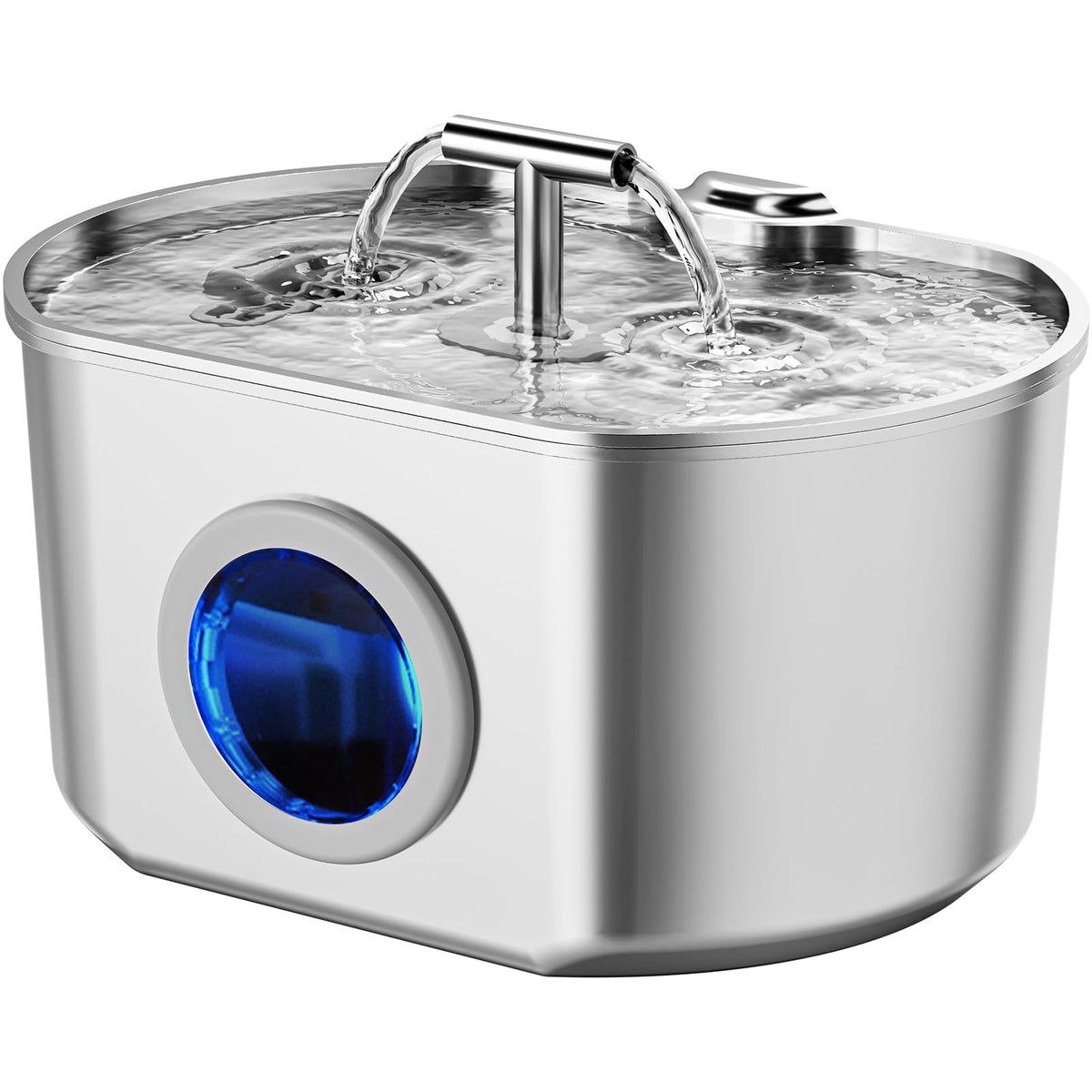 Neareal cat fountain stainless-steel front view emphasizes durable, easy-clean design for longevity.