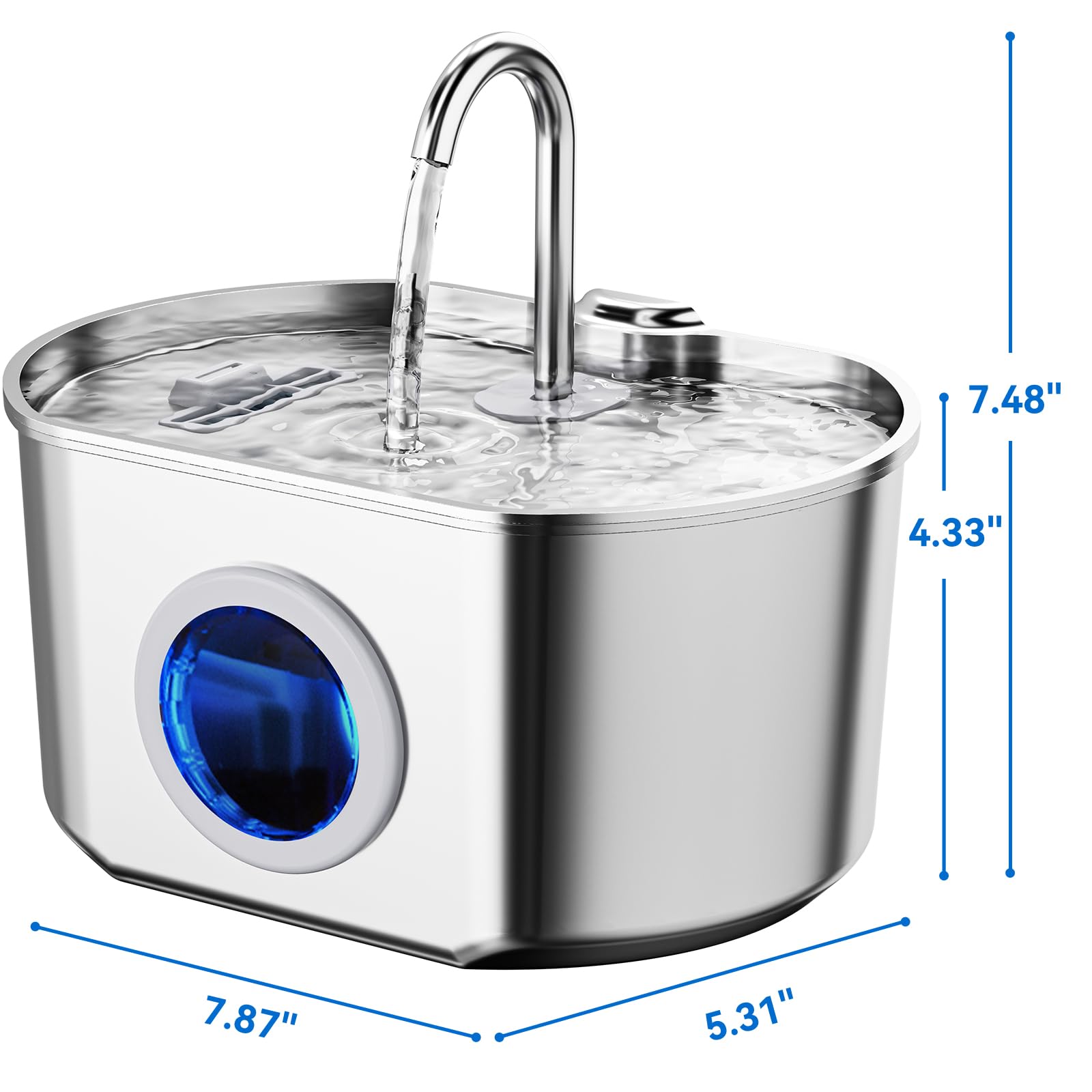 Neareal cat water fountain stainless steel spill-proof design reduces mess during refills.