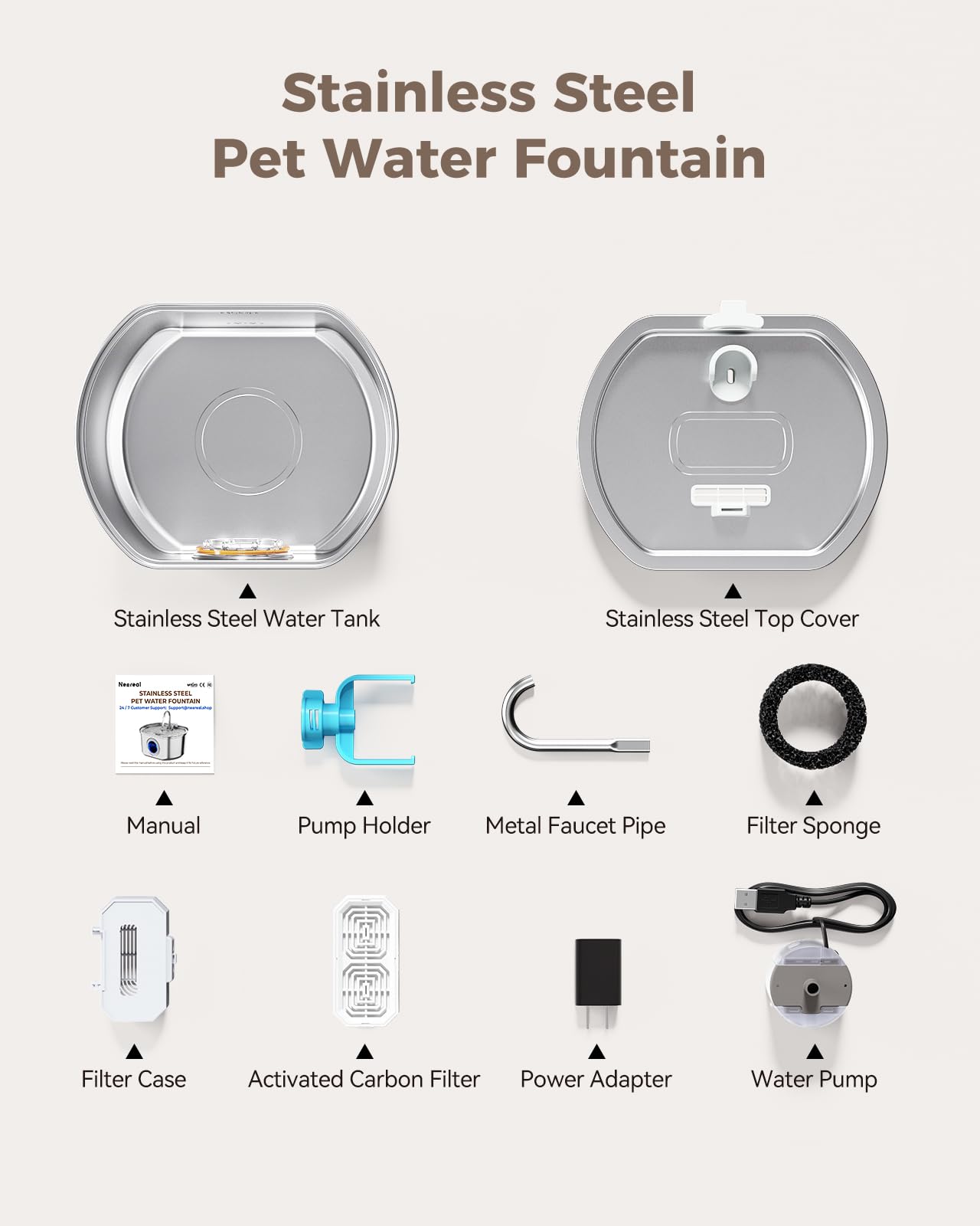 Neareal Cat Water Fountain travel-friendly design is great for homes and trips.