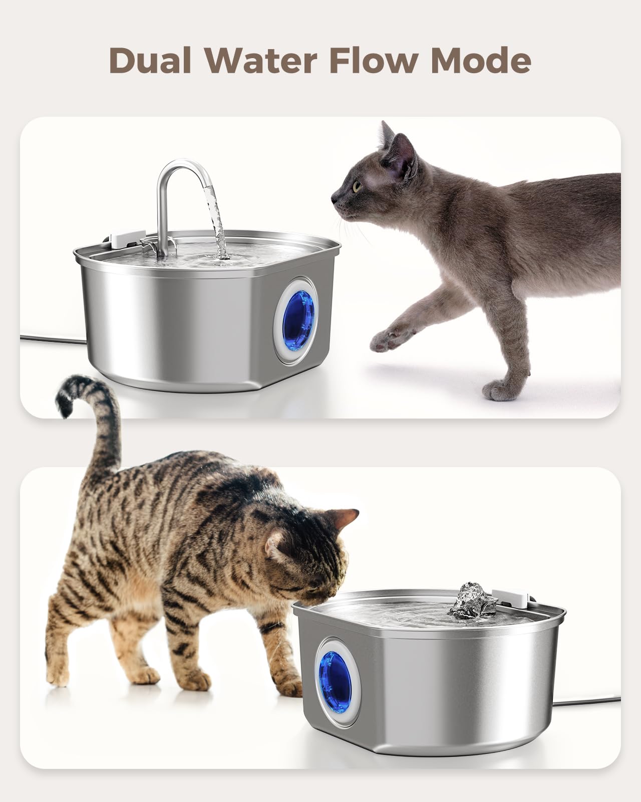 Neareal cat water fountain ultra-silent pump keeps drinking quiet and undisturbed.