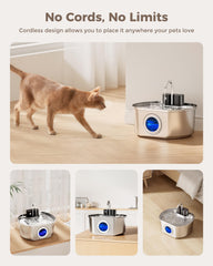 Neareal cat water fountain wireless design allows placement on shelves or balconies.
