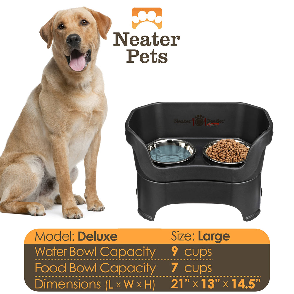 Neater Feeder Deluxe non-slip feet keep stand steady during eager eaters.