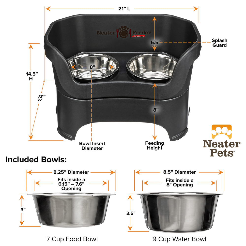 Neater Feeder Deluxe stainless steel bowls are BPA-free and lead-free.
