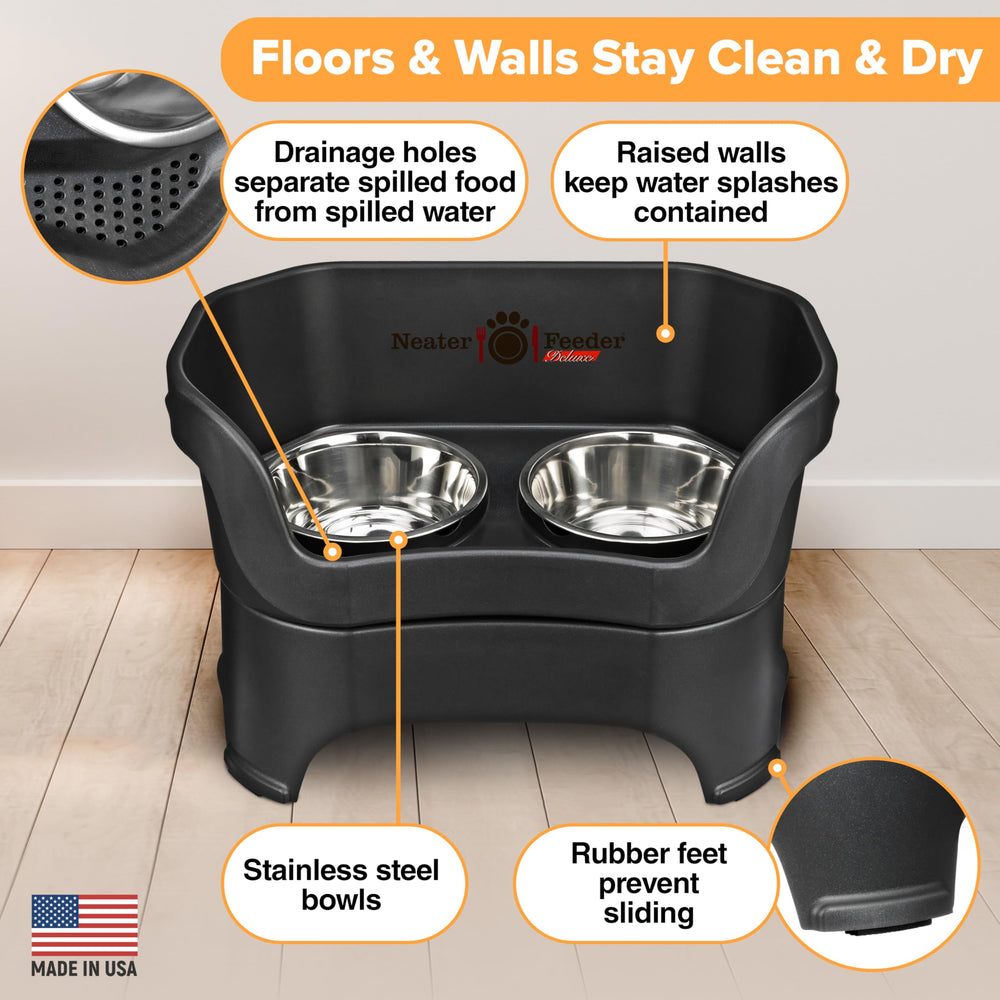 Neater Feeder Deluxe top-rack dishwasher-safe bowls simplify cleaning after meals.