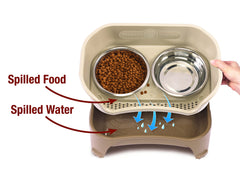 Neater Feeder Express cappuccino dish bowls emphasize 7-cup capacity and durable stainless steel bowls.