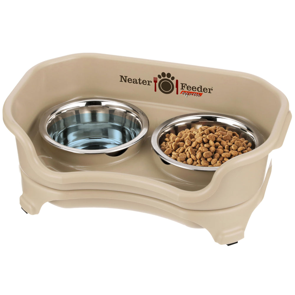 Neater Feeder Express elevated stand reduces mess at cat mealtime.