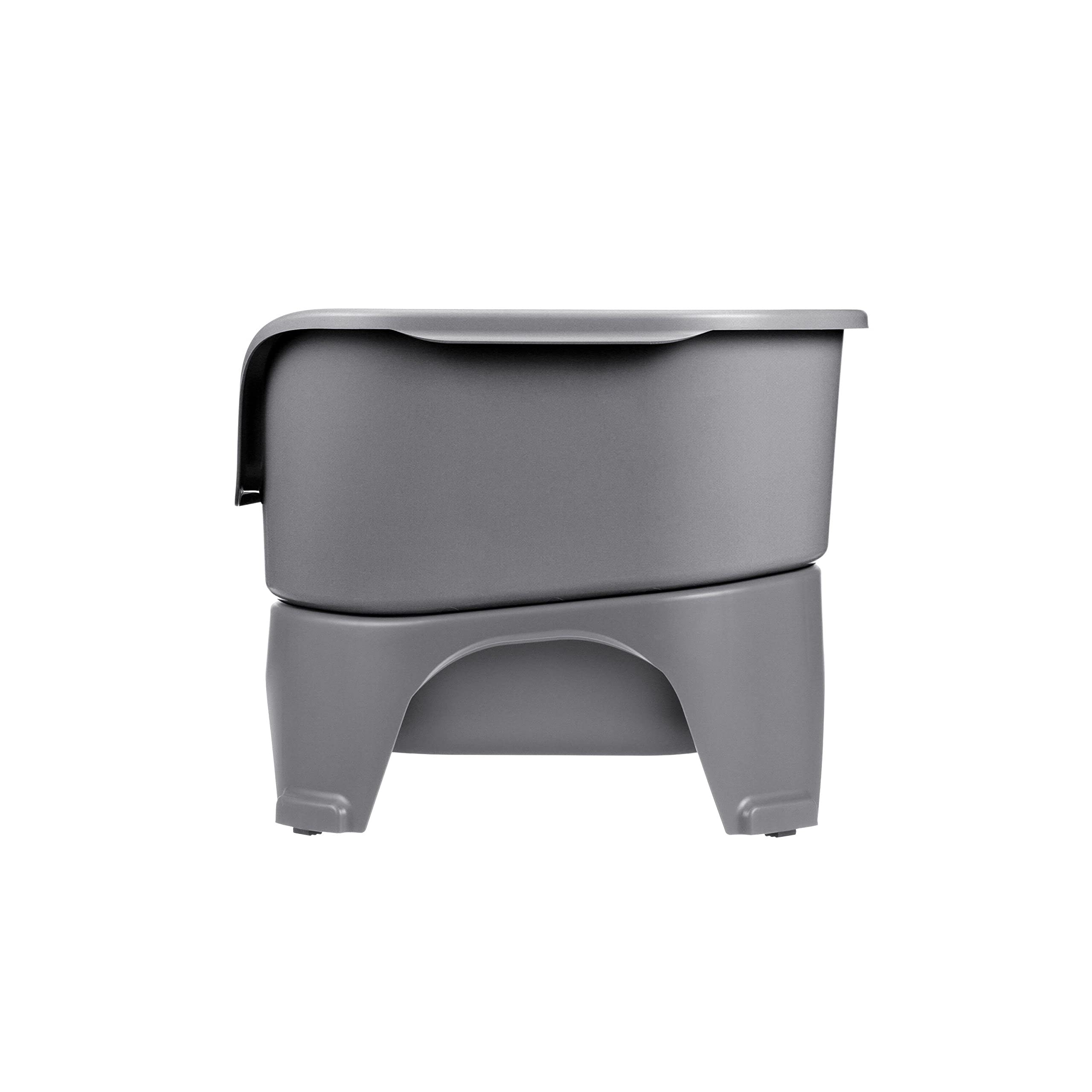 Neater Feeder Express gray finish with tidy feeding station on the floor
