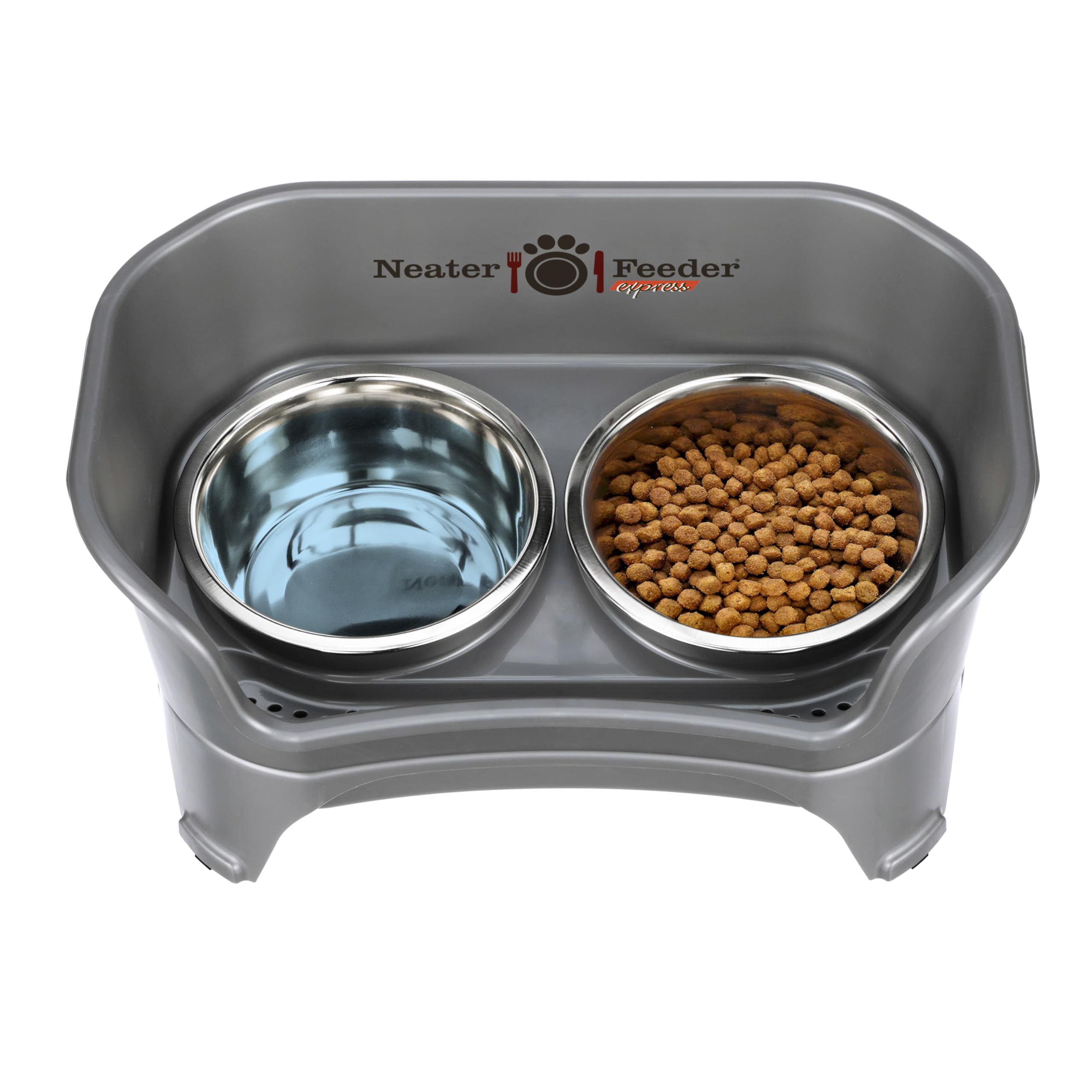 Neater Feeder Express designed for medium to large dogs in a modern gray finish