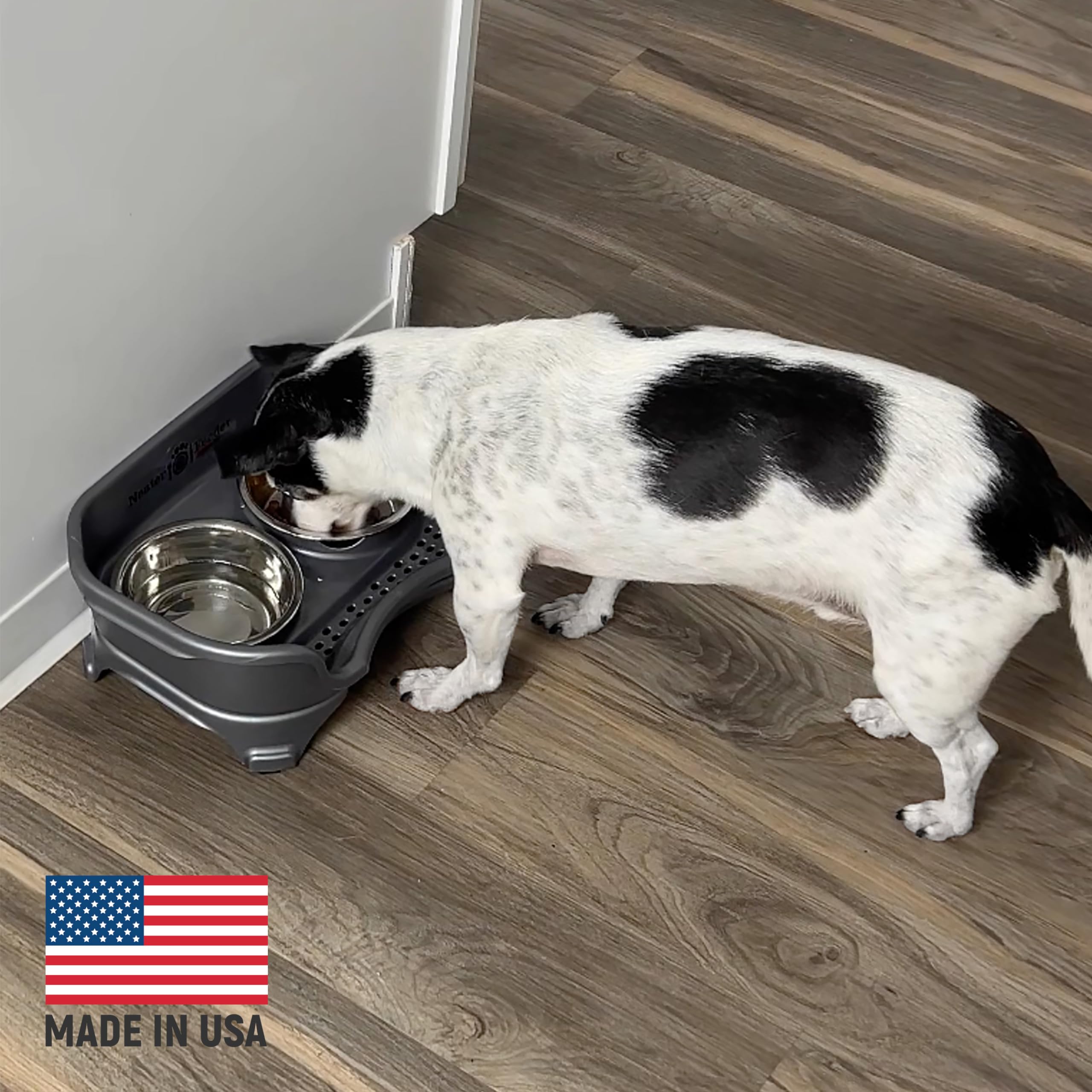 Neater Feeder Express stainless steel bowl emphasizes durable, easy-to-clean feeding options.
