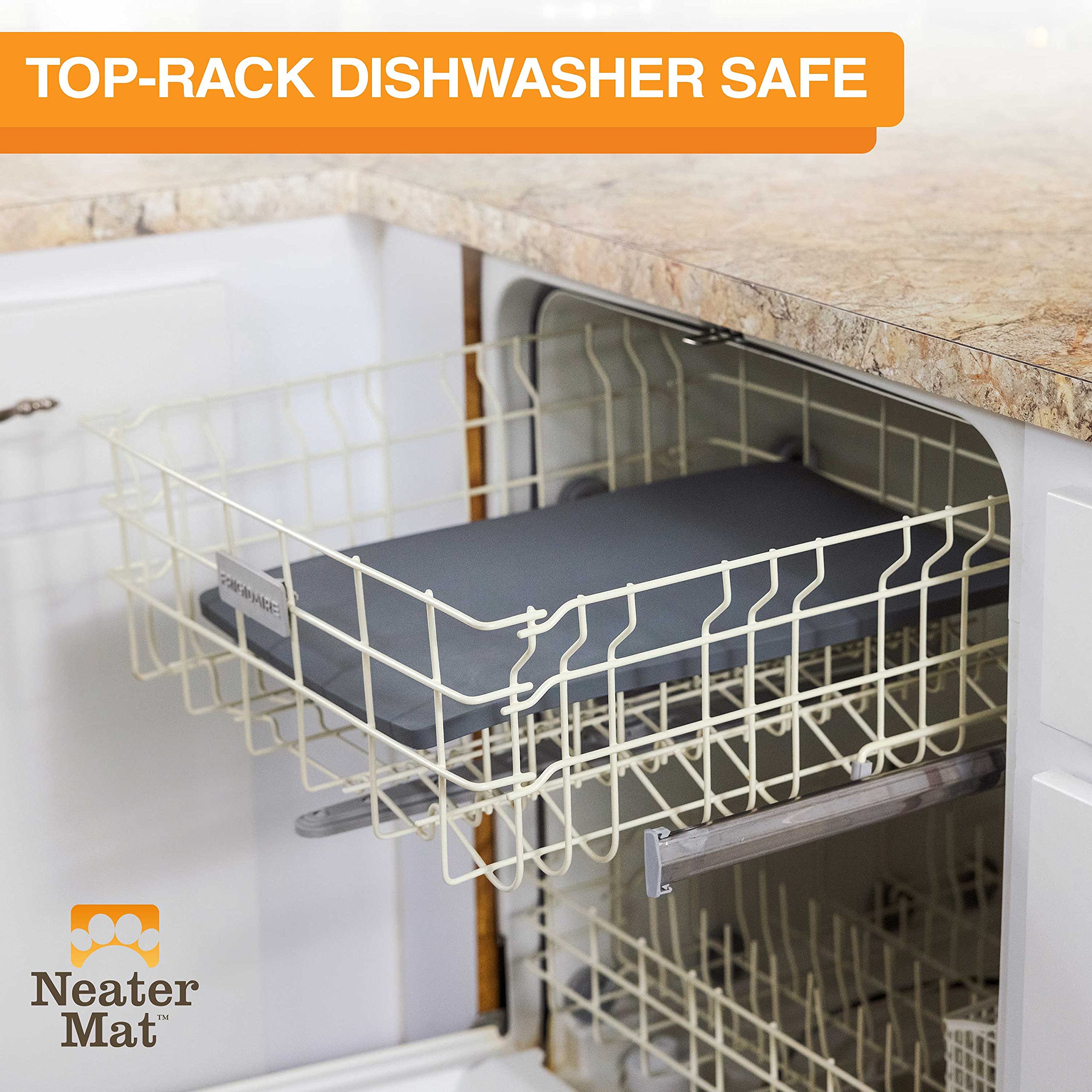 Neater Mat fits two small to medium bowls for meals.