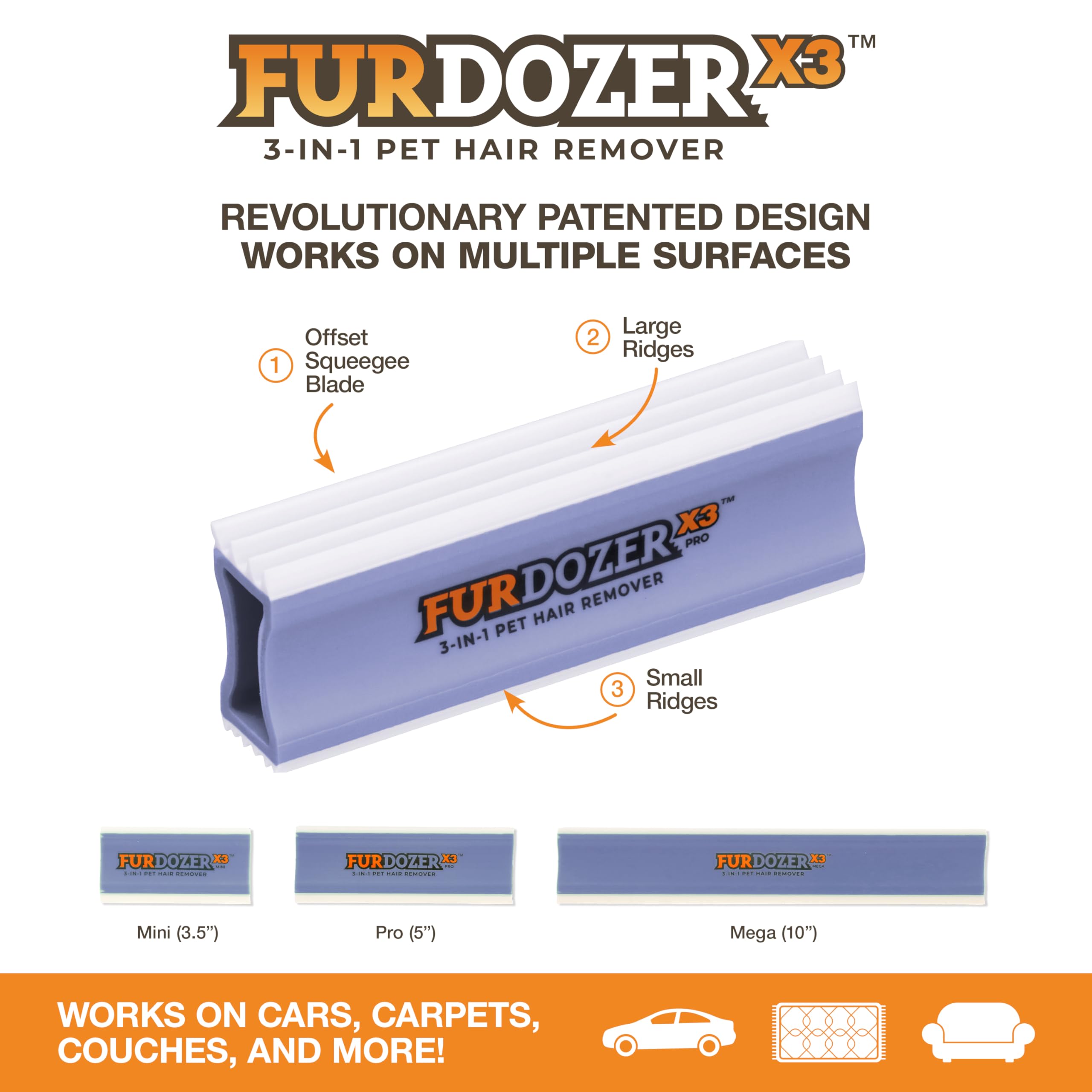 FurDozer textured pads close-up lifting embedded hair without damaging textiles