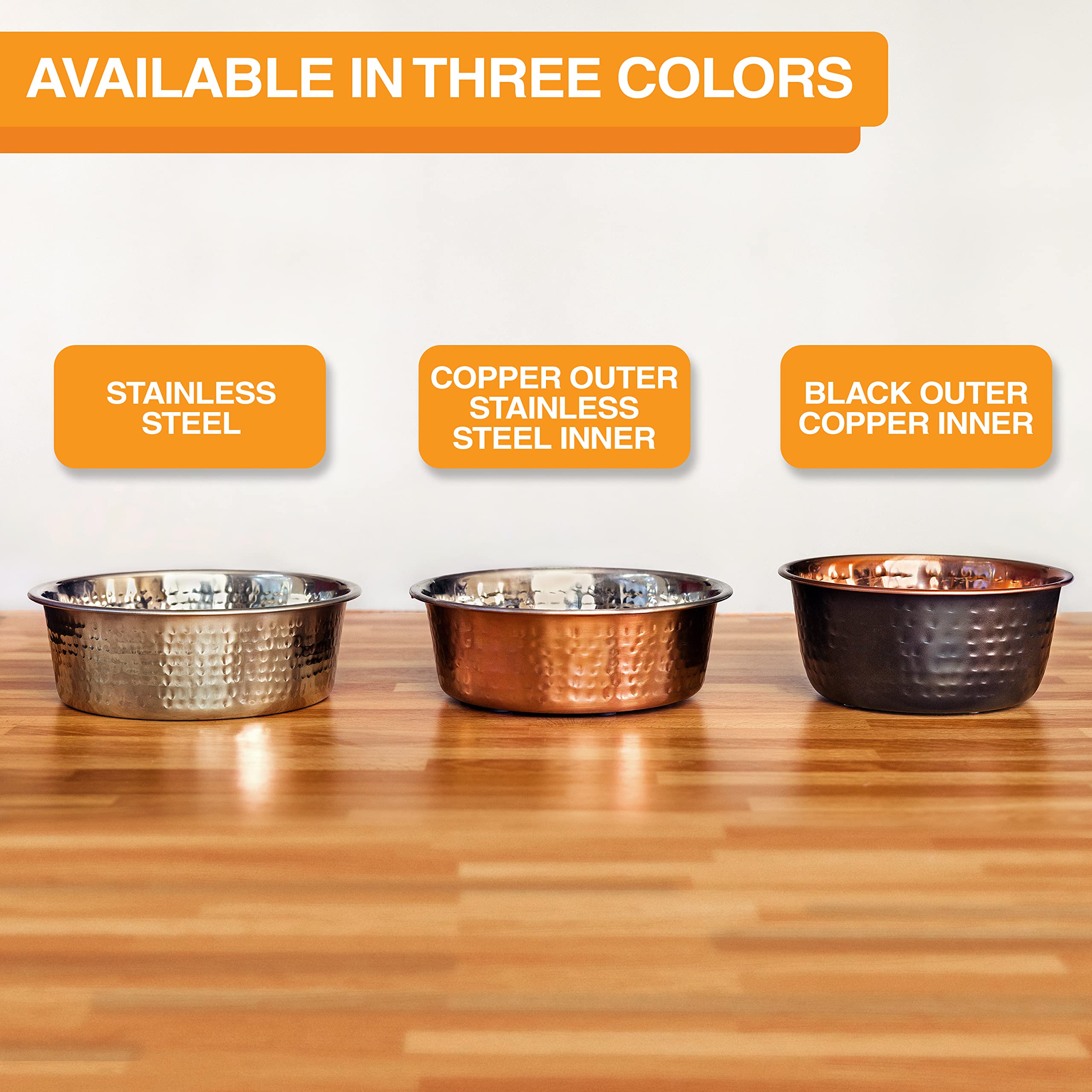 Neater Pet Brands hammered elegant dining bowl suitable for pets in dining area.