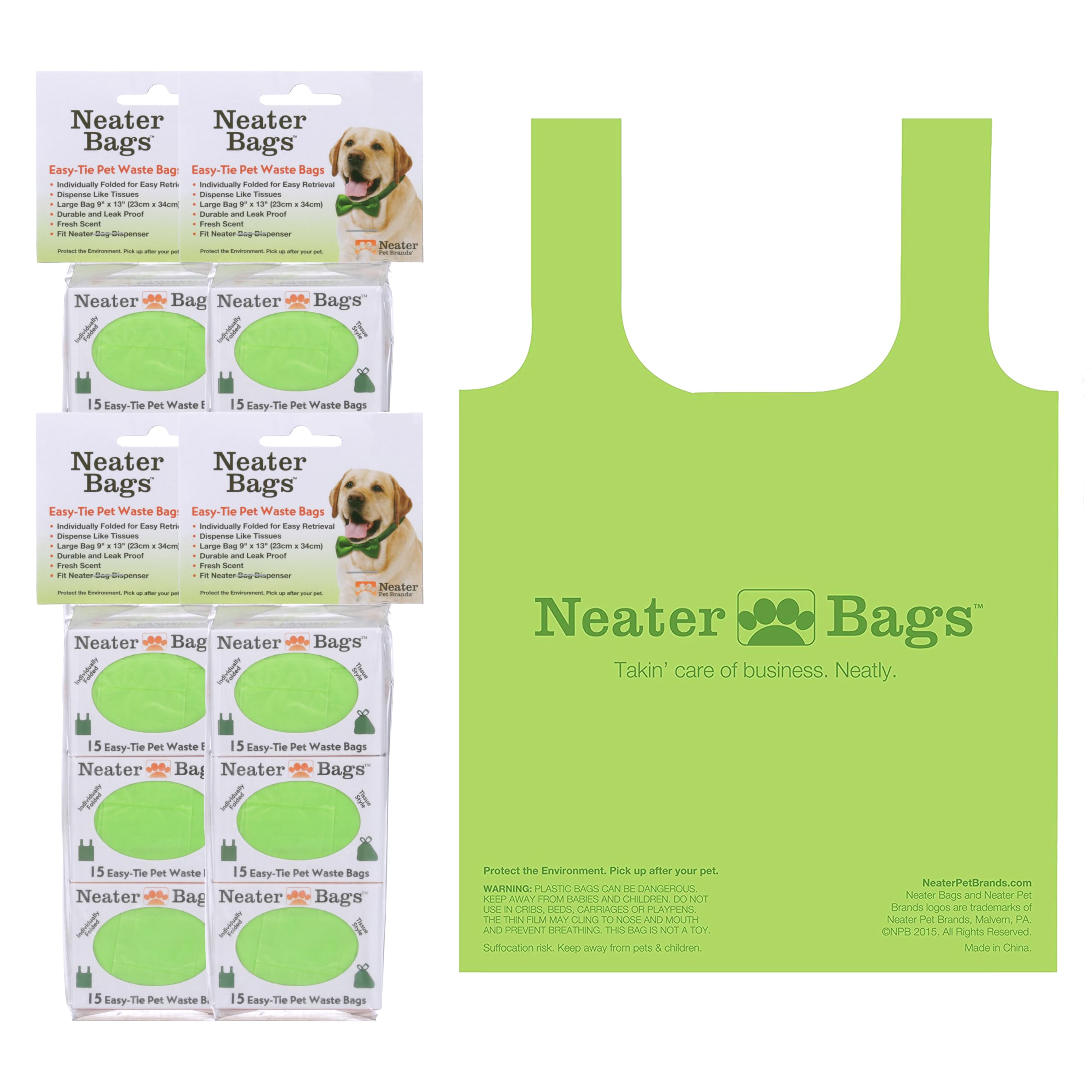 Neater Bags dispense one-at-a-time like tissues for quick cleanup during walks.