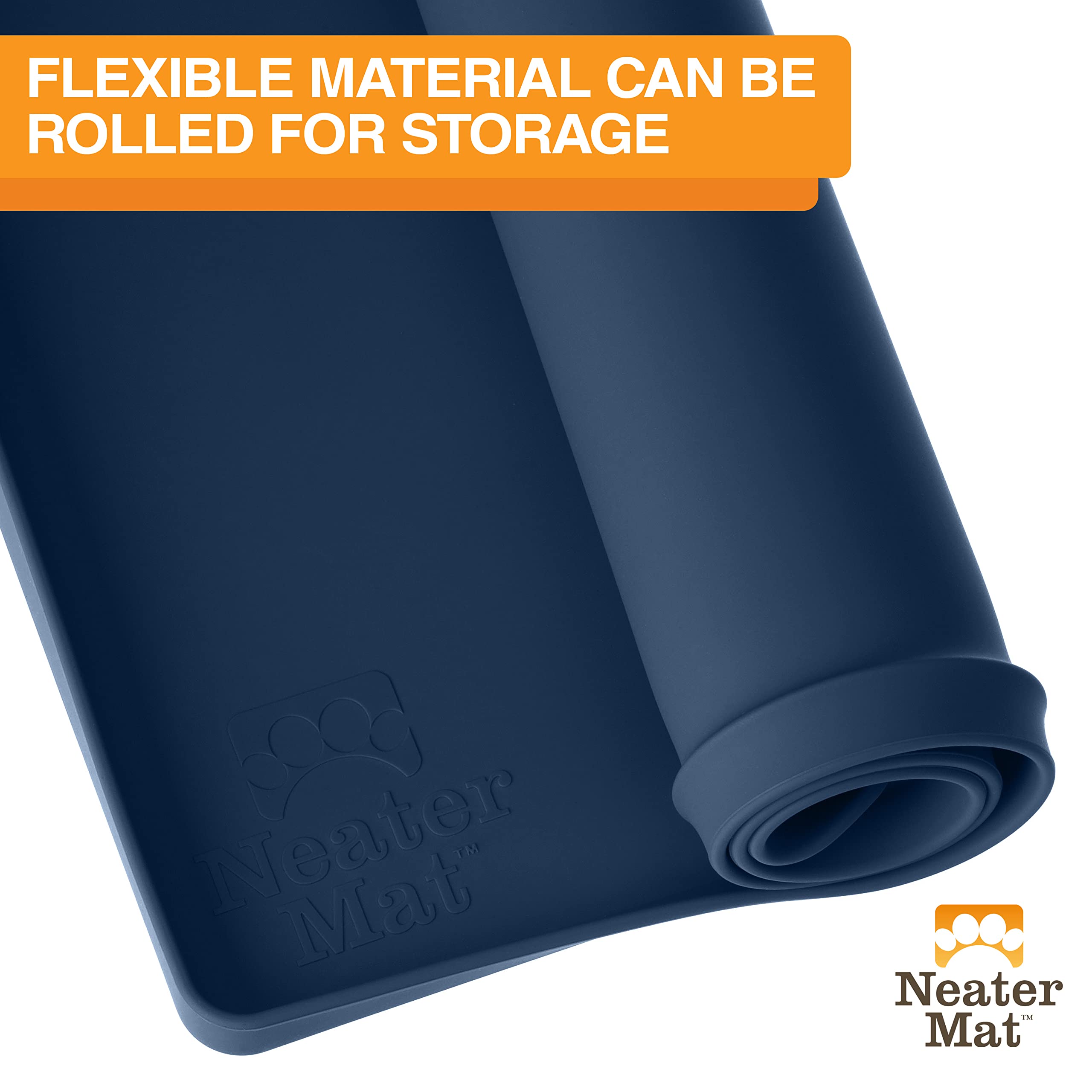 Neater Mat 19x12 inches in dark blue complements any kitchen.
