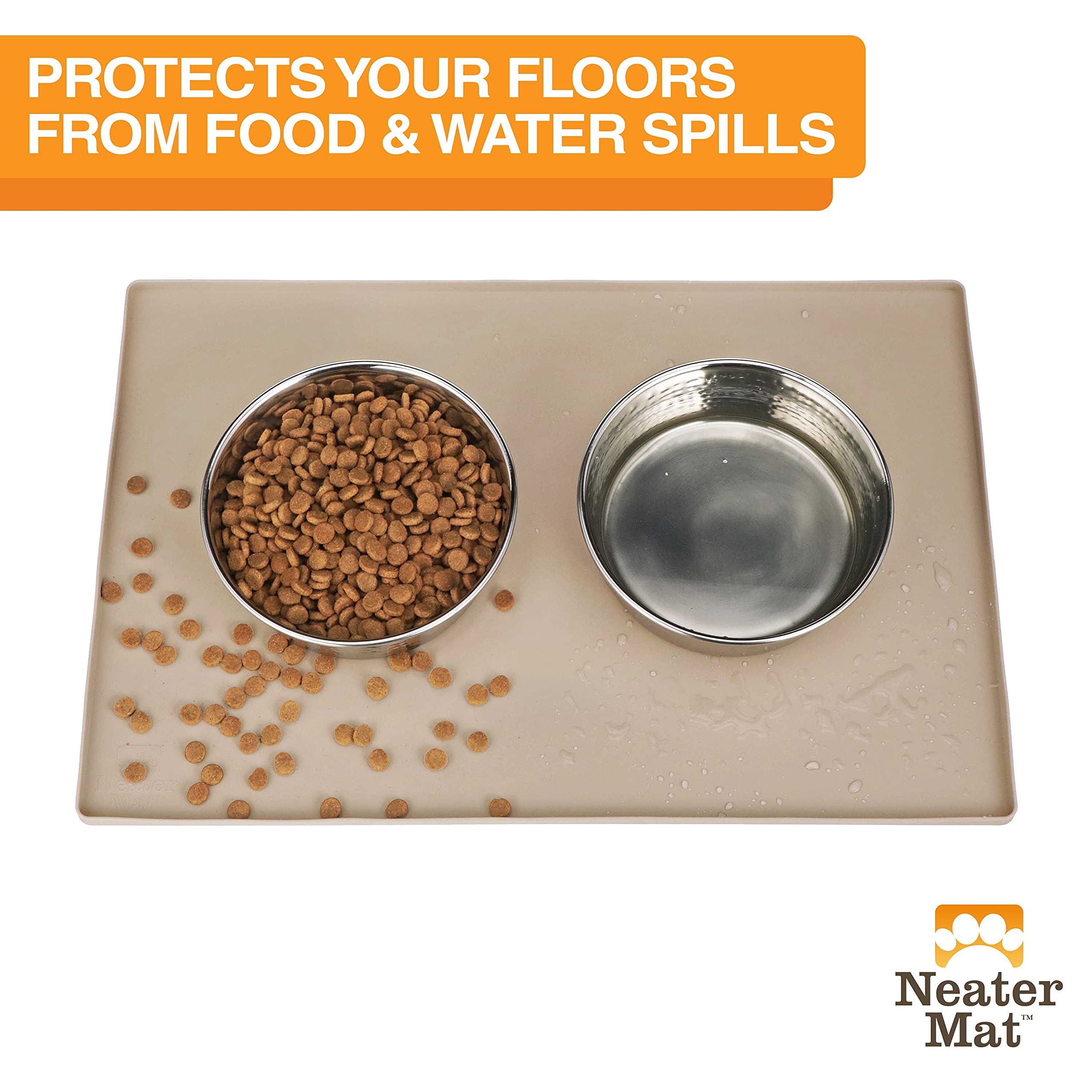 Neater Mat waterproof silicone protects floors during meals