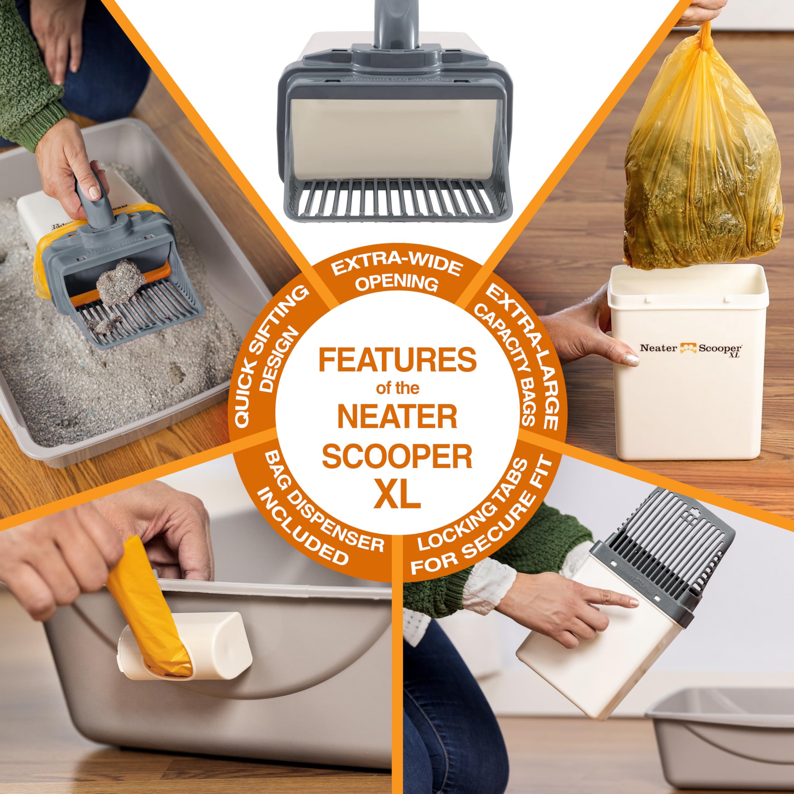 Neater Scooper XL wide opening facilitates easier clump intake.