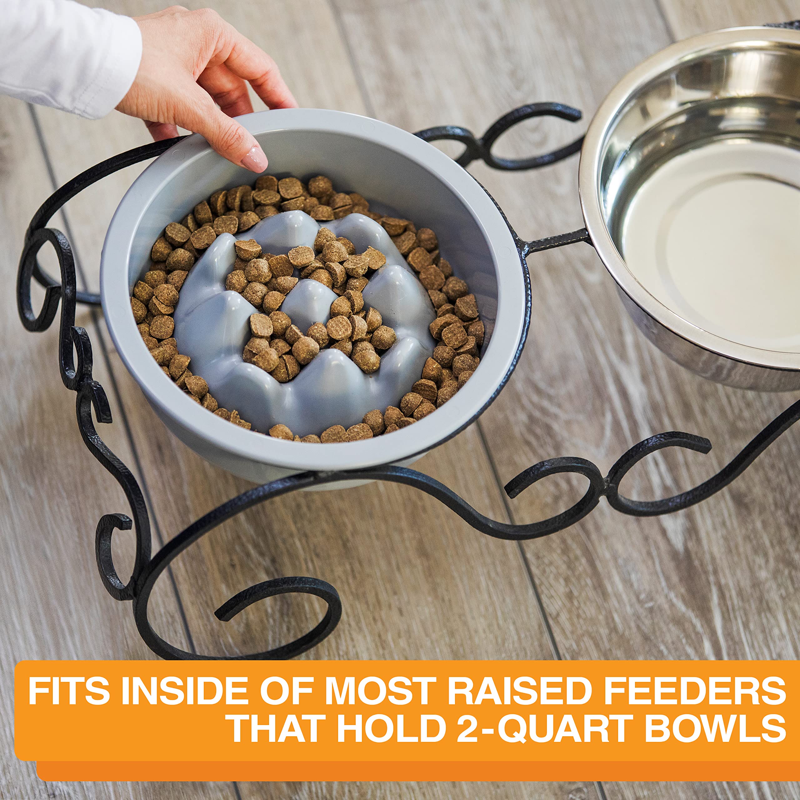 Neater Pet Brands The Niner slow feed bowl used outside a feeder for versatile dining