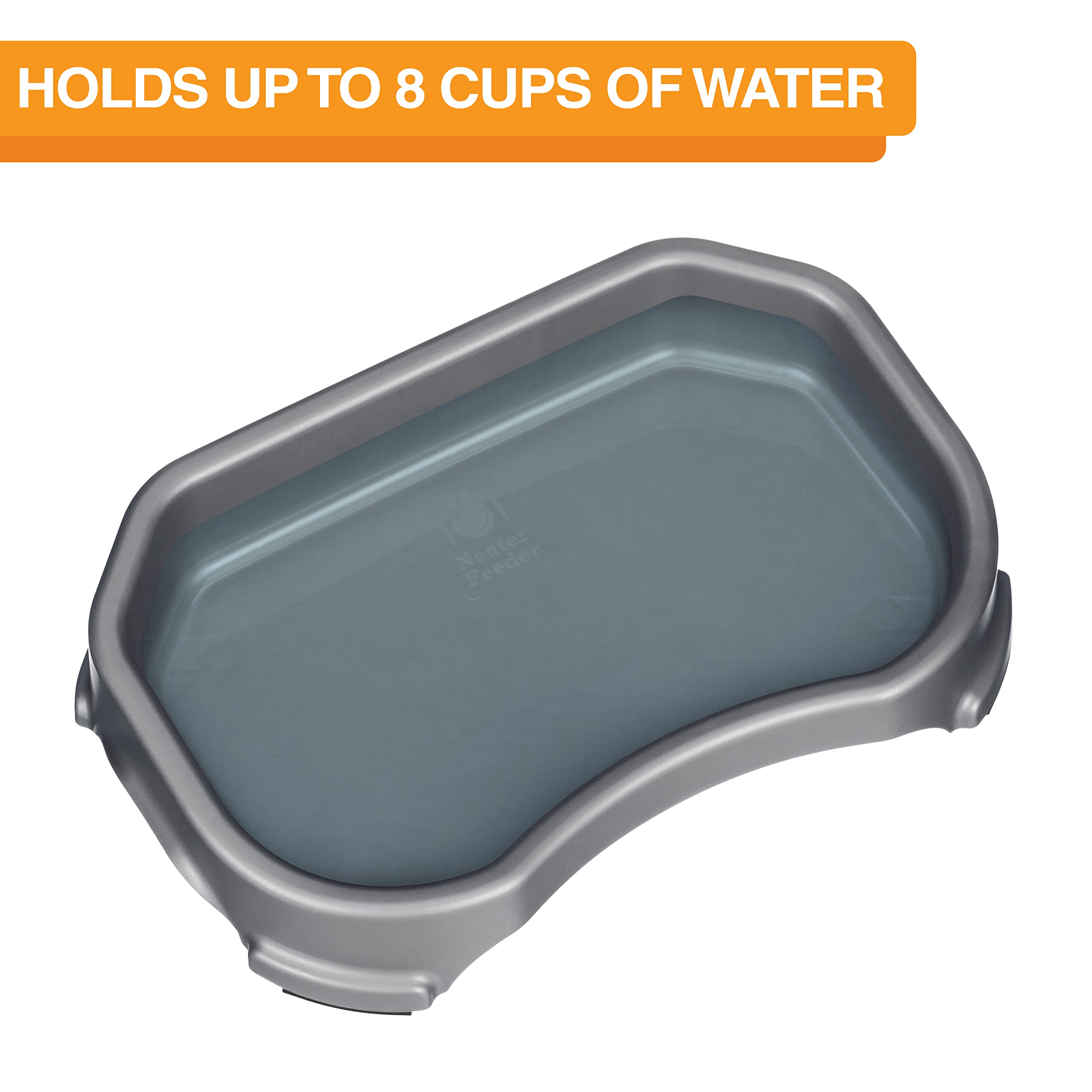 Neater Pet Brands outdoor bowl shows 8-cup capacity to reduce refills.