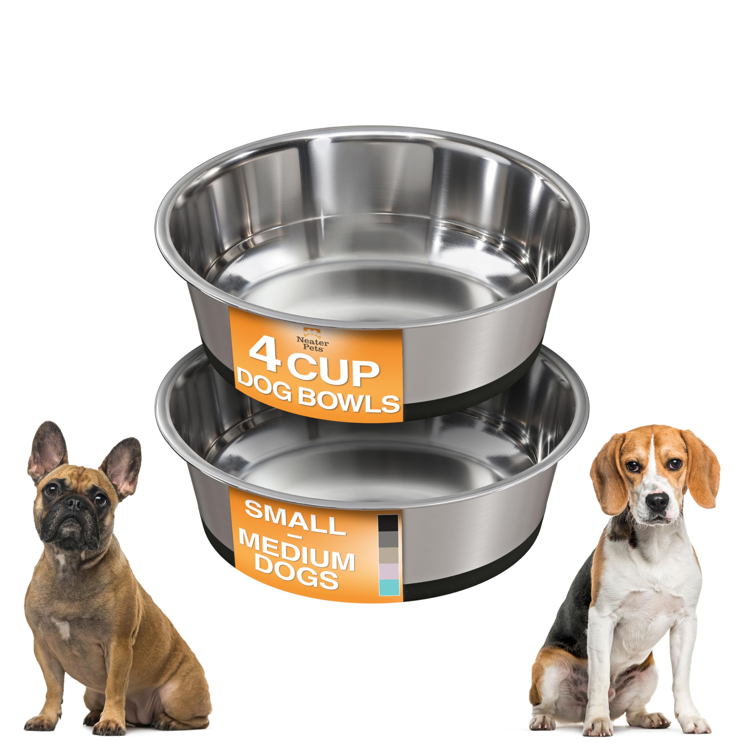 Neater Pet Brands stainless steel dog bowls with non-slip base keep bowls steady on floors