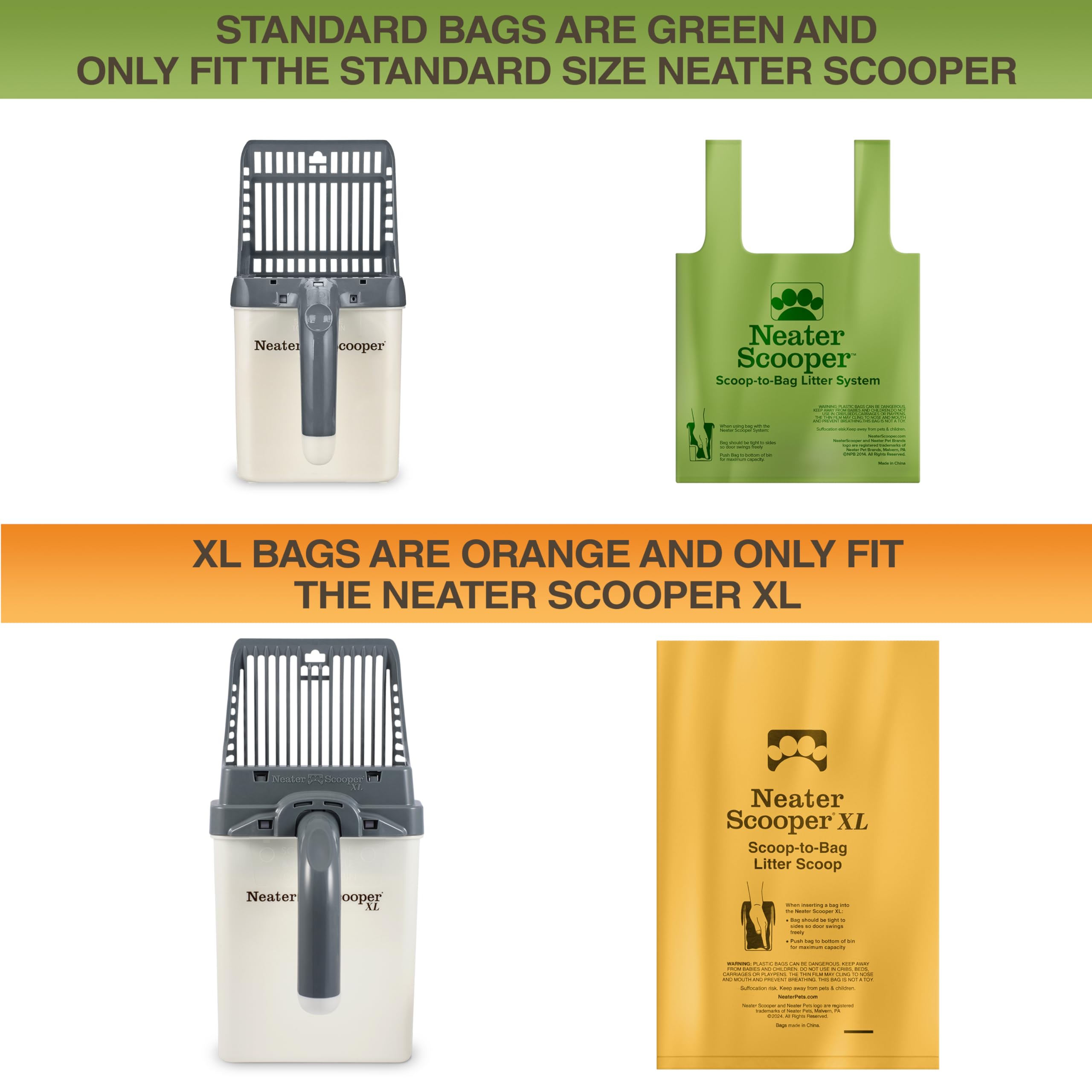Neater Pets bags fit Standard Neater Scooper for proper fit and smooth operation.