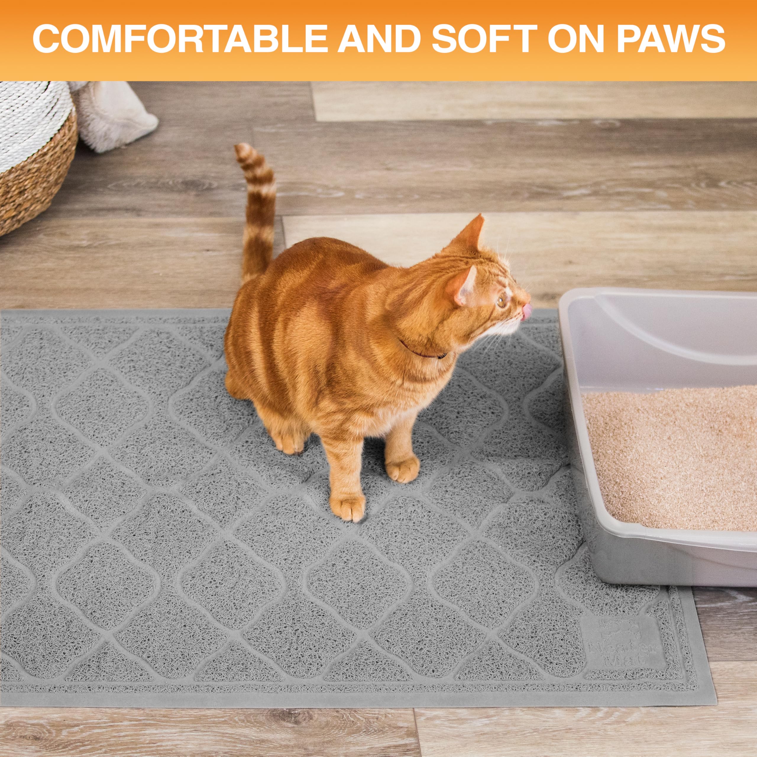 Neater Pets Neater Mat soft paws-friendly PVC surface is gentle on kitty feet.