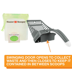 Neater Scooper dispenser attached demonstrates ready bag disposal.