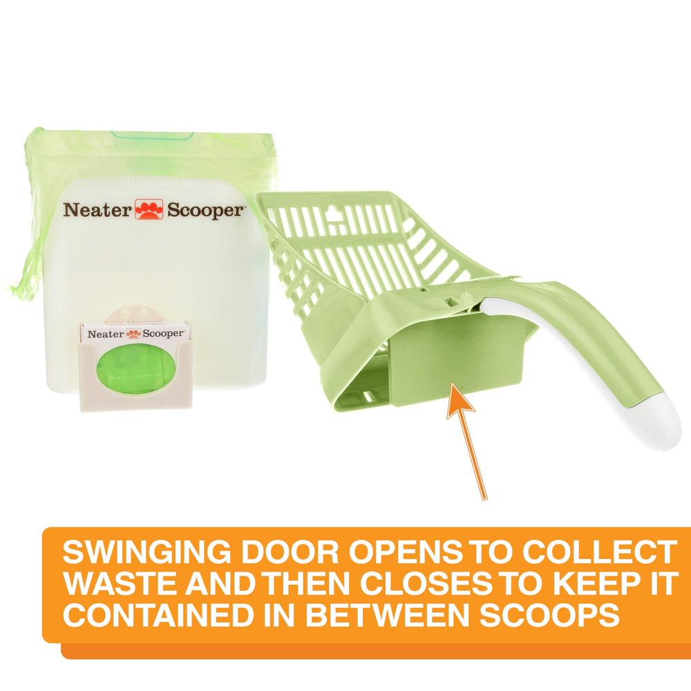 Neater Scooper standard refill bags dispenser shows included bags for convenience.